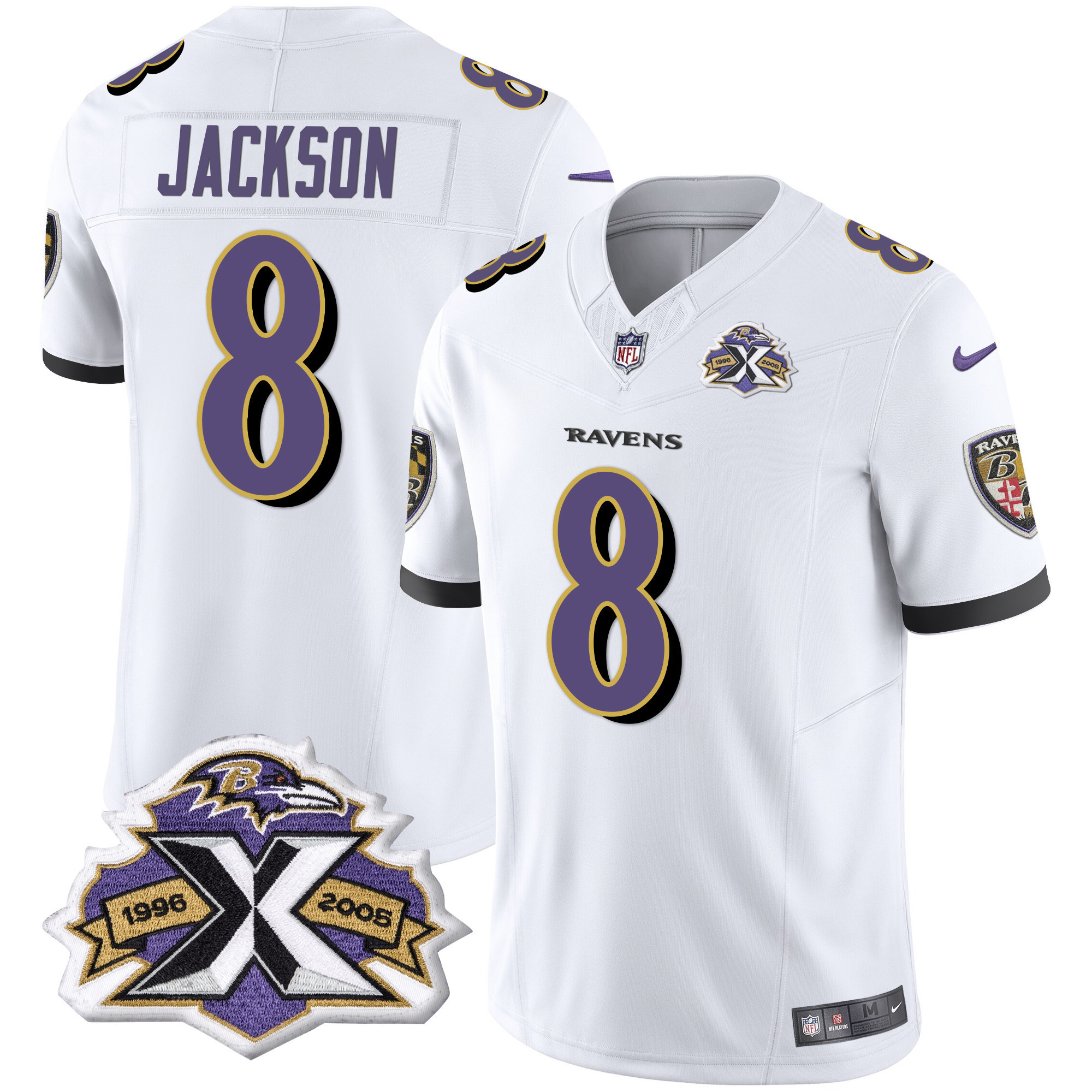 Lamar Jackson Men's Baltimore Ravens 2005 Throwback Black Vapor Limited White Jersey All Stitched