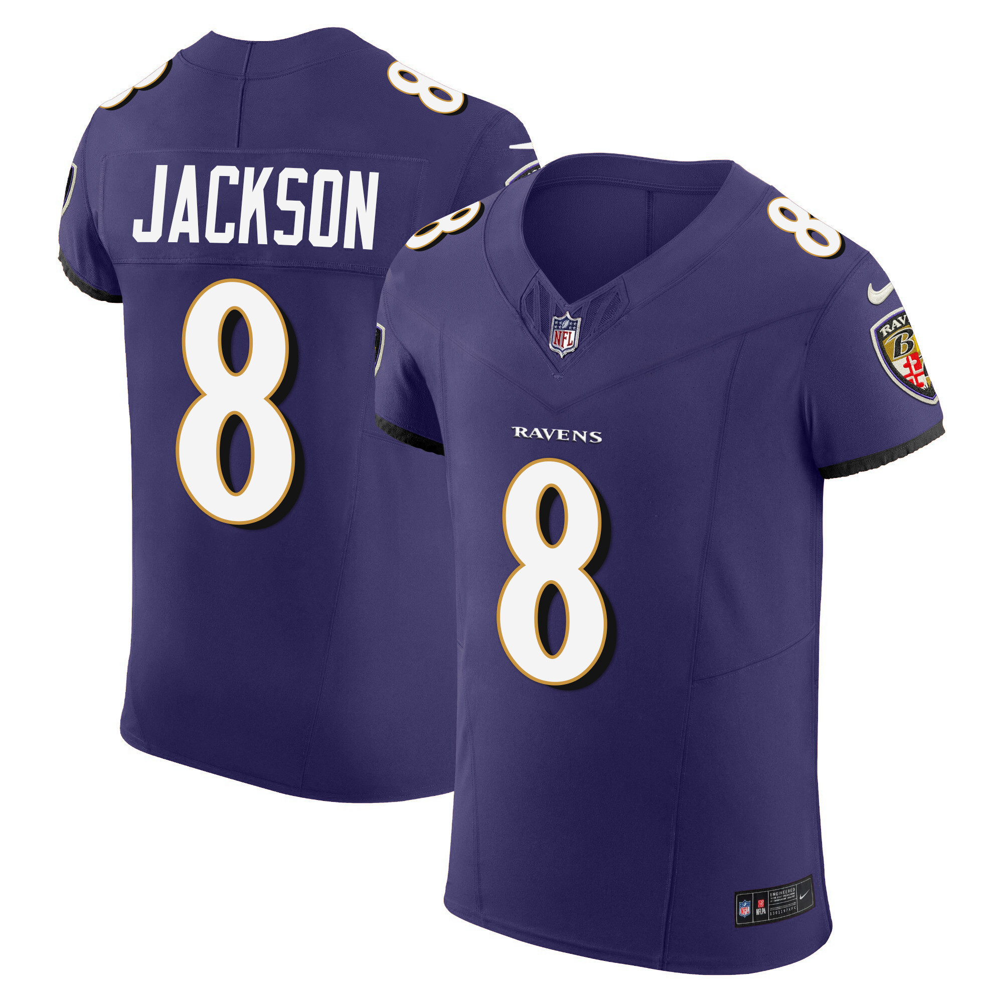 Lamar Jackson Men's Baltimore Ravens Vapor Elite Purple Jersey All Stitched
