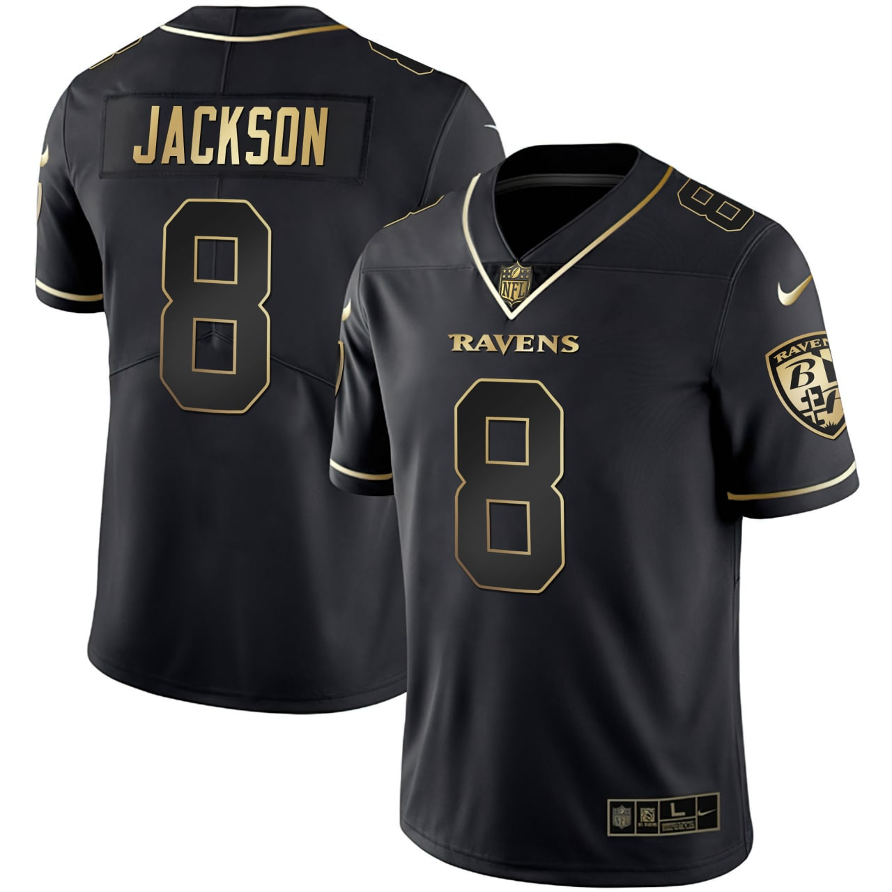 Lamar Jackson Men's Lamar Jackson Baltimore Ravens Black Gold Jersey All Stitched