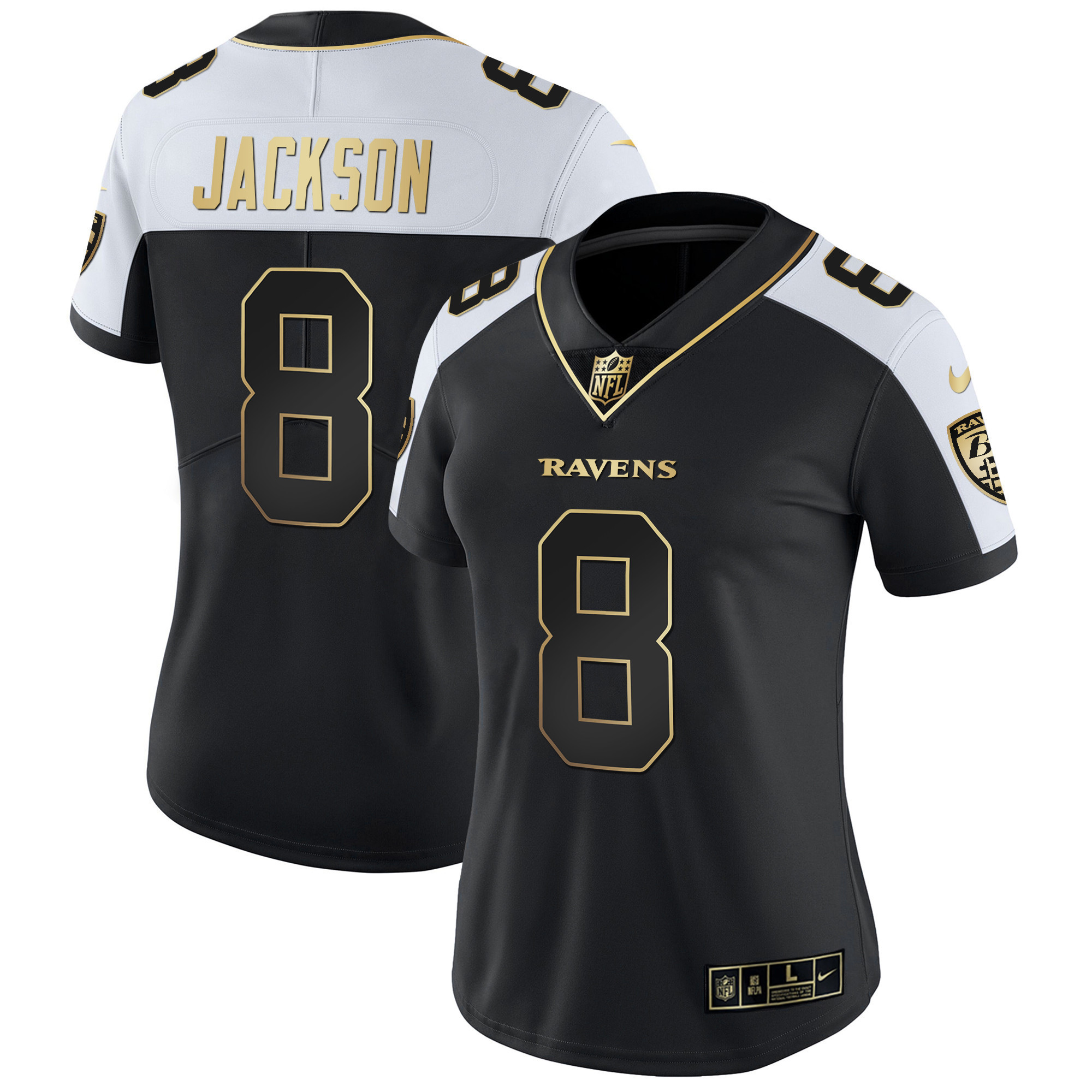 Lamar Jackson WoMen's Baltimore Ravens Gold Vapor Alternate Jersey All Stitched
