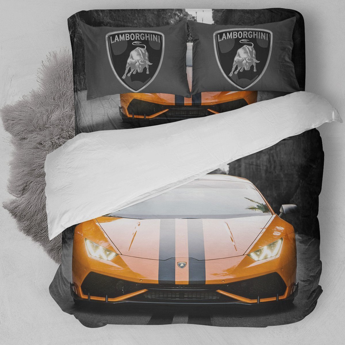 Lamborghini Palm Beach Car Duvet Cover Bedding Set