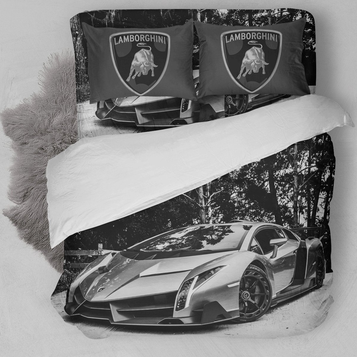 Lamborghini Veneno Car Duvet Cover Bedding Set
