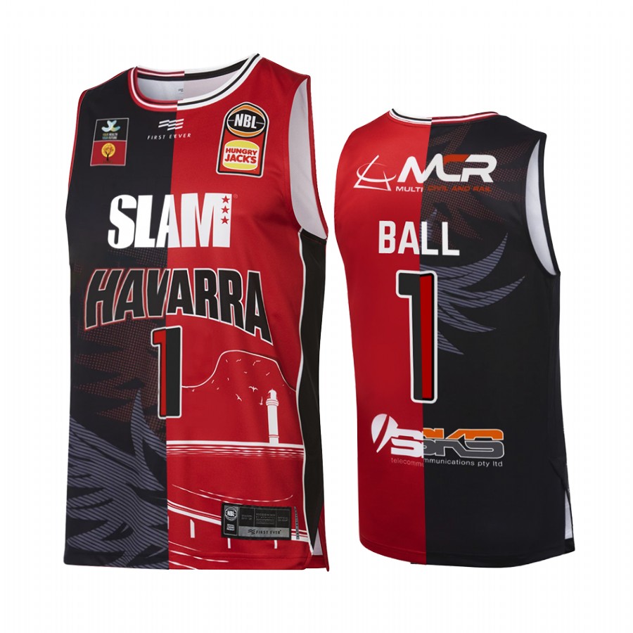 LaMelo Ball Split Edition Illawarra Hawks #1 Black Red Jersey NBL ROY 2020
