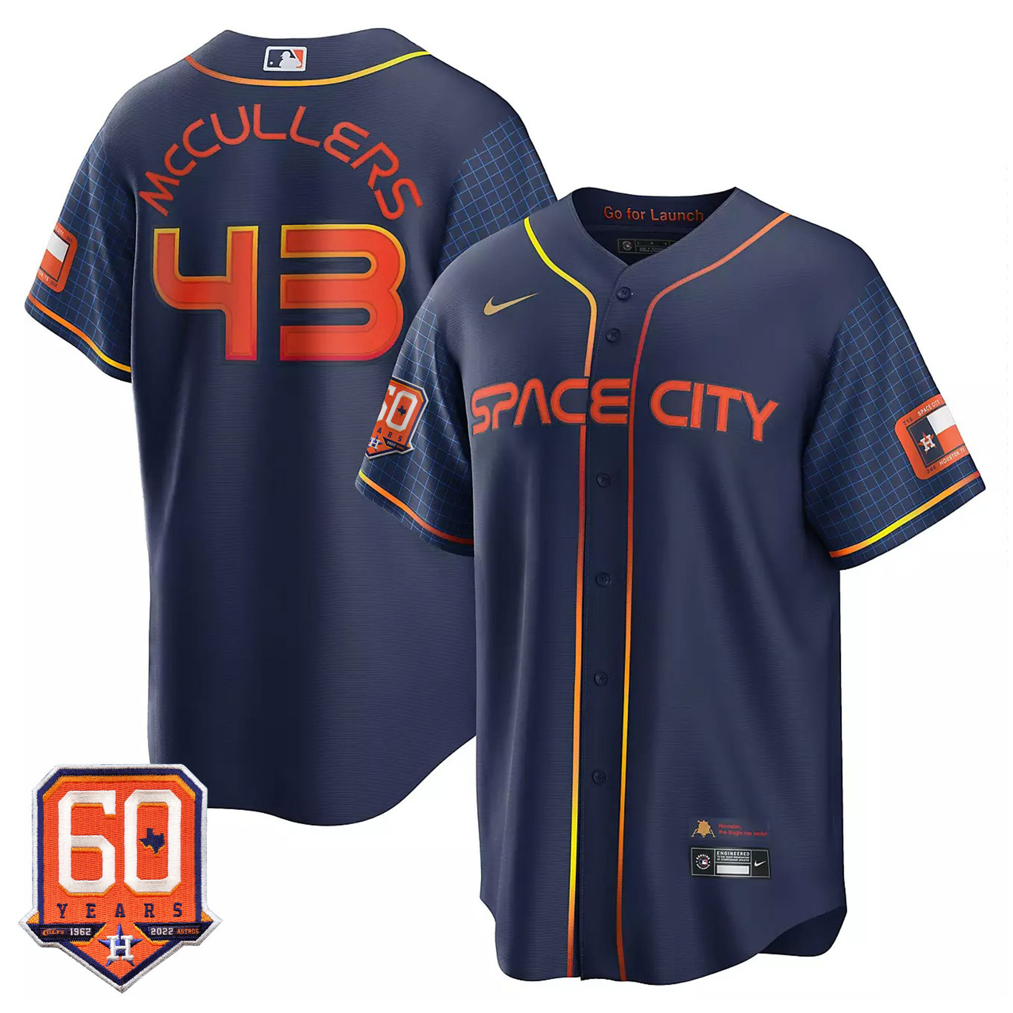 Lance McCullers Jr. Houston Astros Cool Base 60th Anniversary Patch Space City Jersey - All Stitched