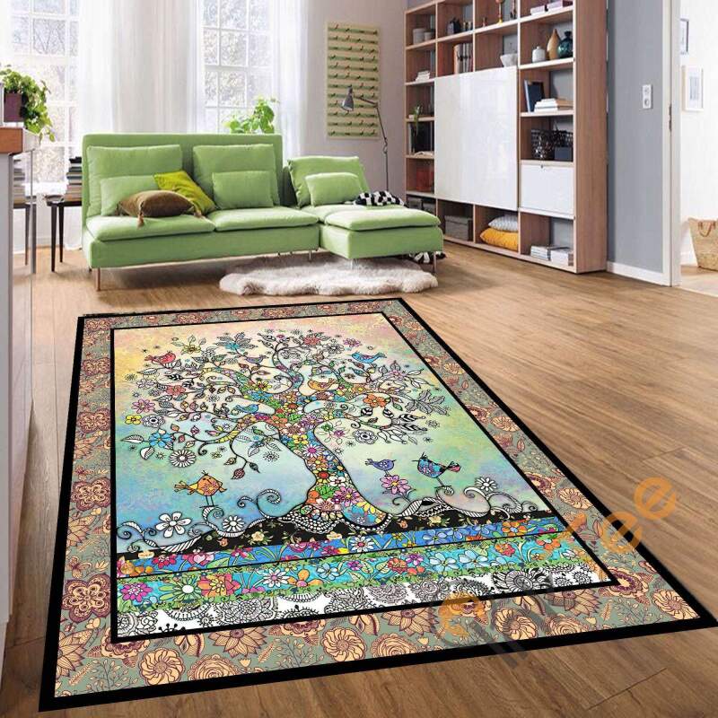 Landscape Multi-colour Tree F Children’s Or Kitchen Living Room Bedroom Rectangle Rug
