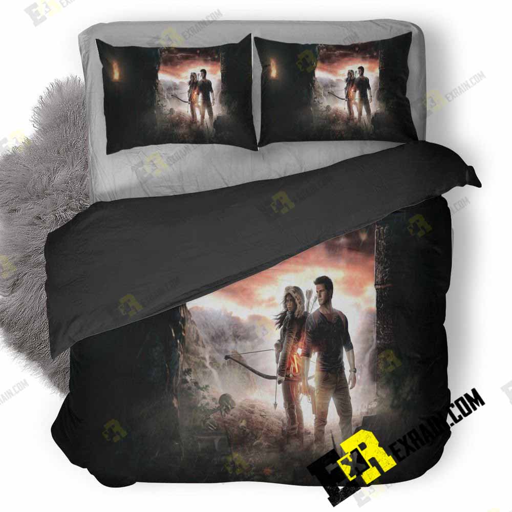 Lara Croft And Nathan Drake Wt 3D Customized Duvet Cover Bedding Set