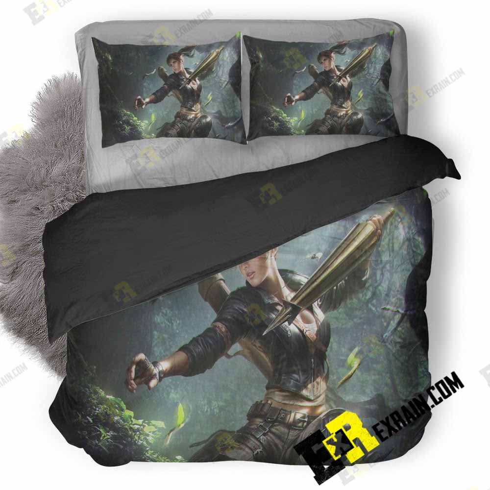 Lara Croft Tomb Riader Digital Art 8Q 3D Customized Duvet Cover Bedding Set