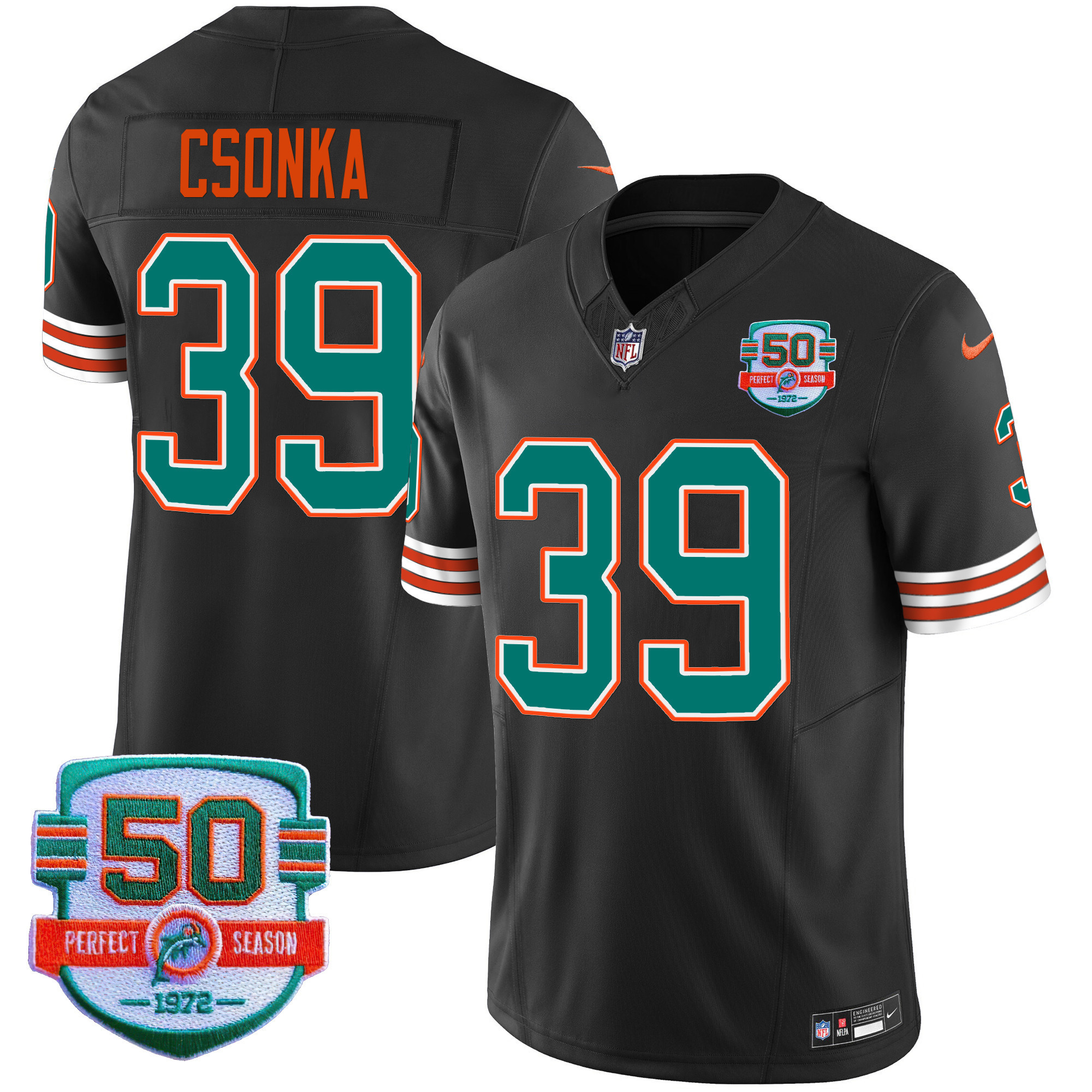 Larry Csonka Men's Miami Dolphins Throwback Vapor Black Jersey - All Stitched 