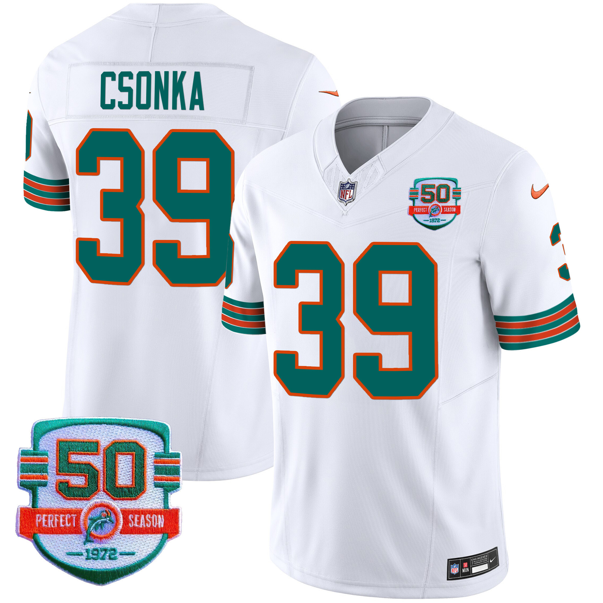 Larry Csonka Men's Miami Dolphins Throwback Vapor White Jersey - All Stitched 