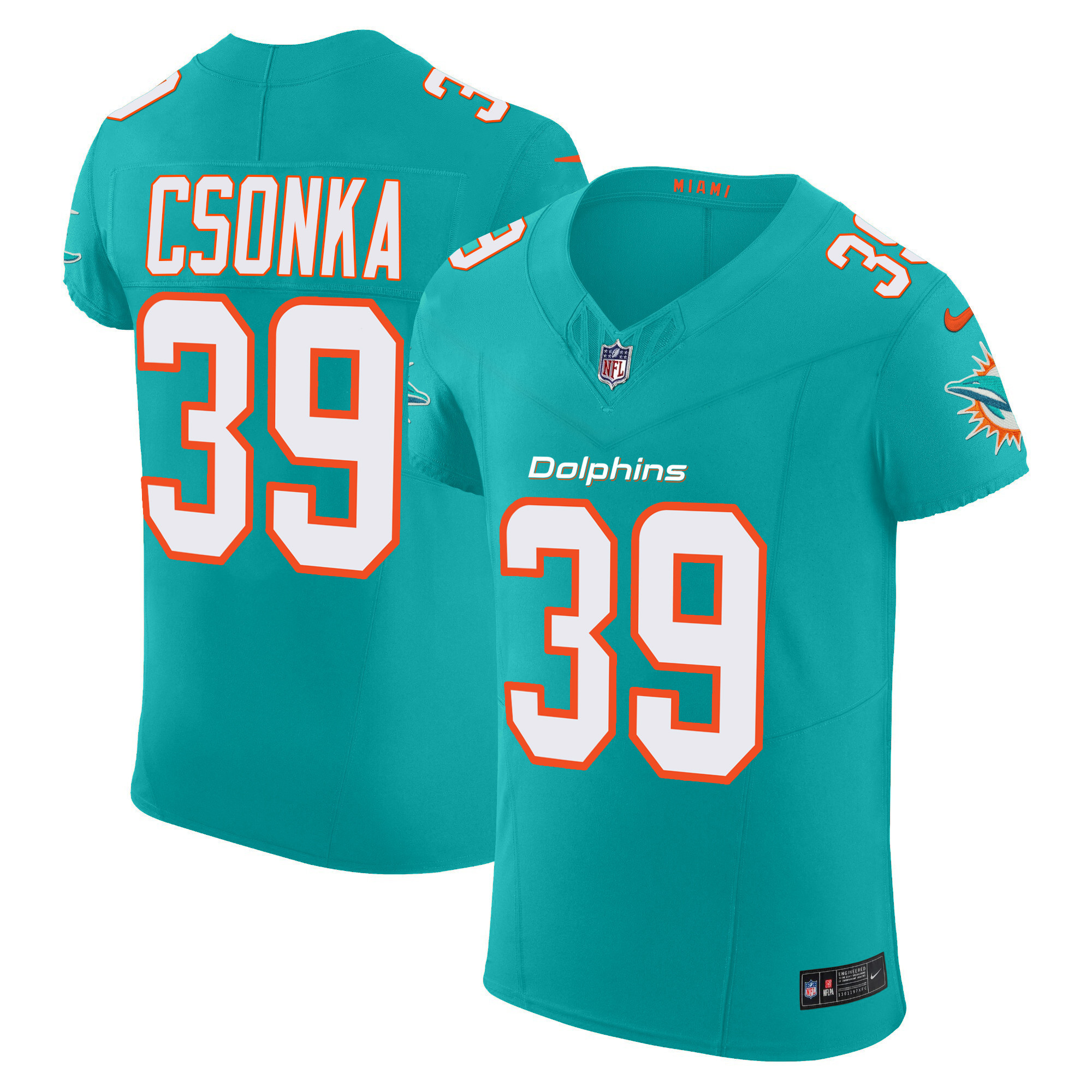 Larry Csonka Men's Miami Dolphins Vapor Elite Aqua Jersey - All Stitched 