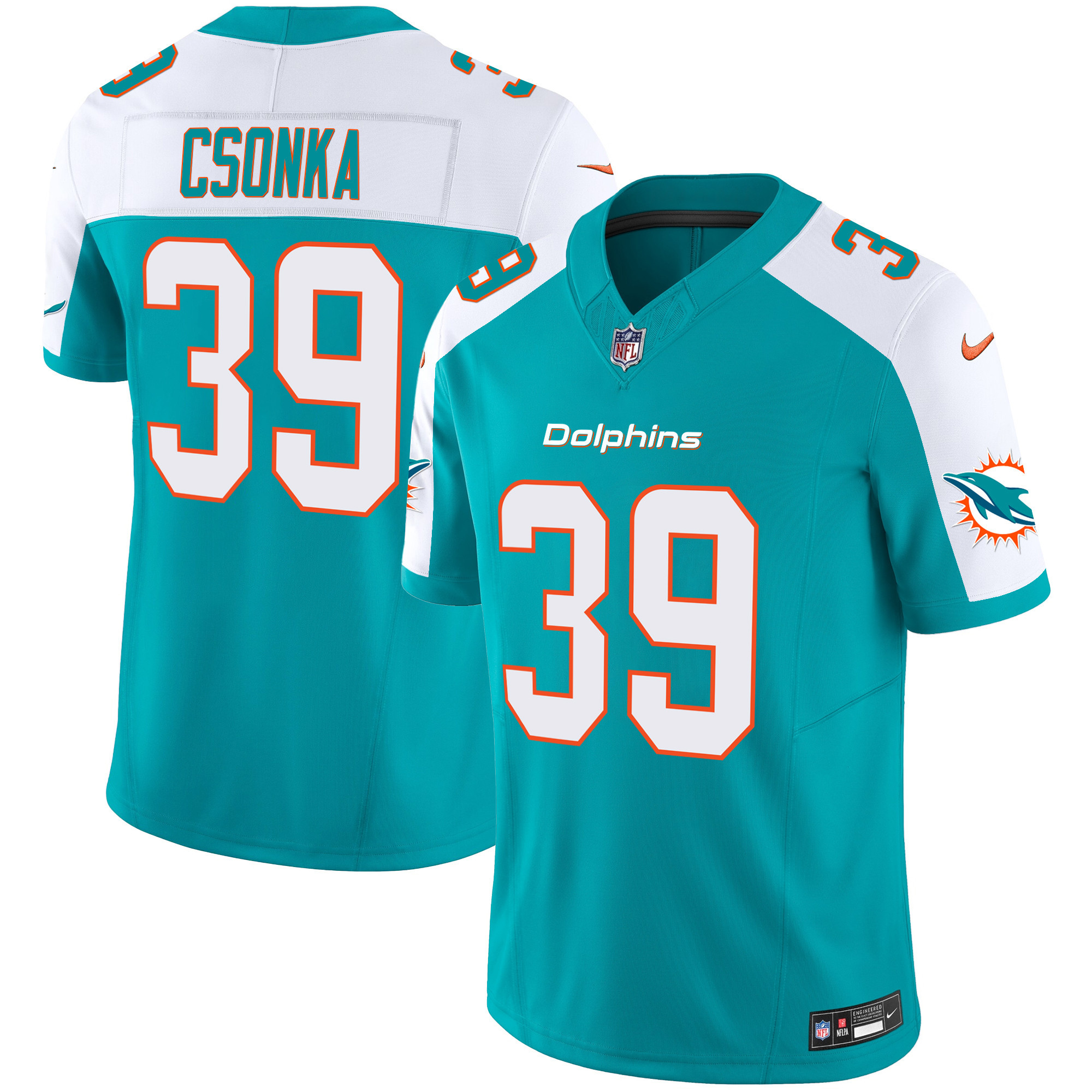Larry Csonka Men's Miami Dolphins Vapor Limited Aqua Alternate Jersey - All Stitched 