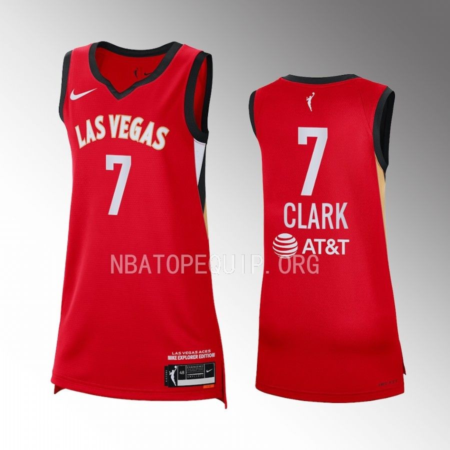 Las Vegas Aces Alysha Clark Explorer Edition #7 Jersey 2x WNBA Champions Women Red