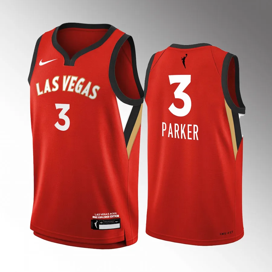 Las Vegas Aces Candace Parker 2021 Explorer Edition #3 Jersey WNBA Victory Player Youth Red