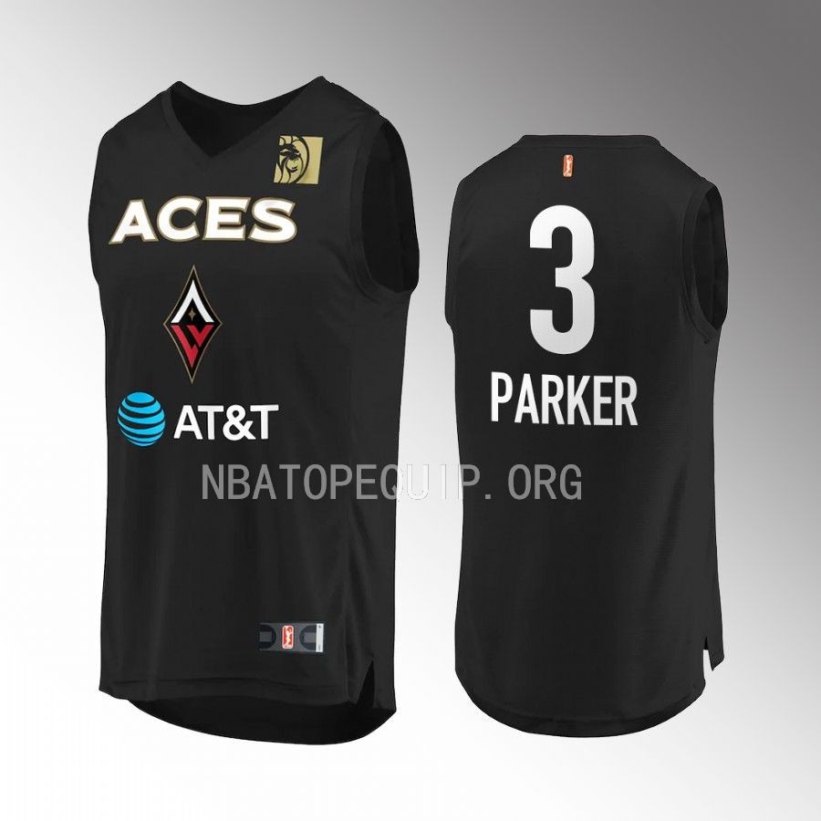 Las Vegas Aces Candace Parker Black #3 2x WNBA Champions Men Jersey
