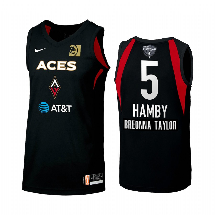 Las Vegas Aces Dearica Hamby 2020 WNBA Finals Bound Breonna Taylor Patch Women Black #5 Jersey
