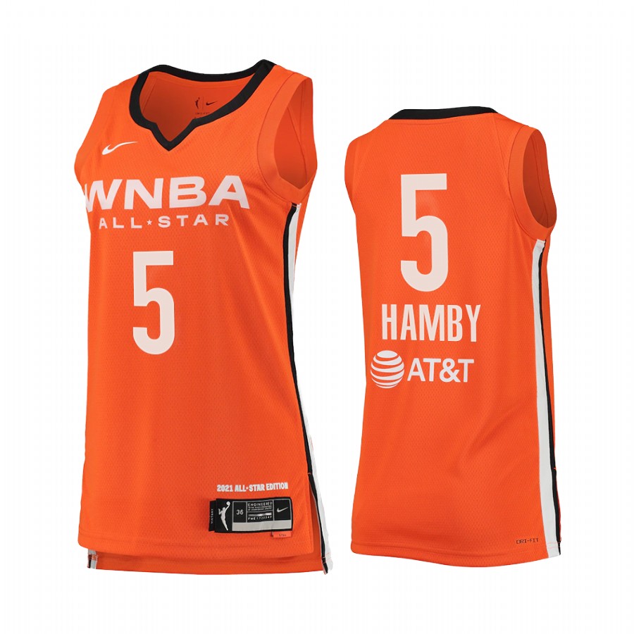 Las Vegas Aces Dearica Hamby 2021 WNBA All-Star Victory Women Orange #5 Jersey
