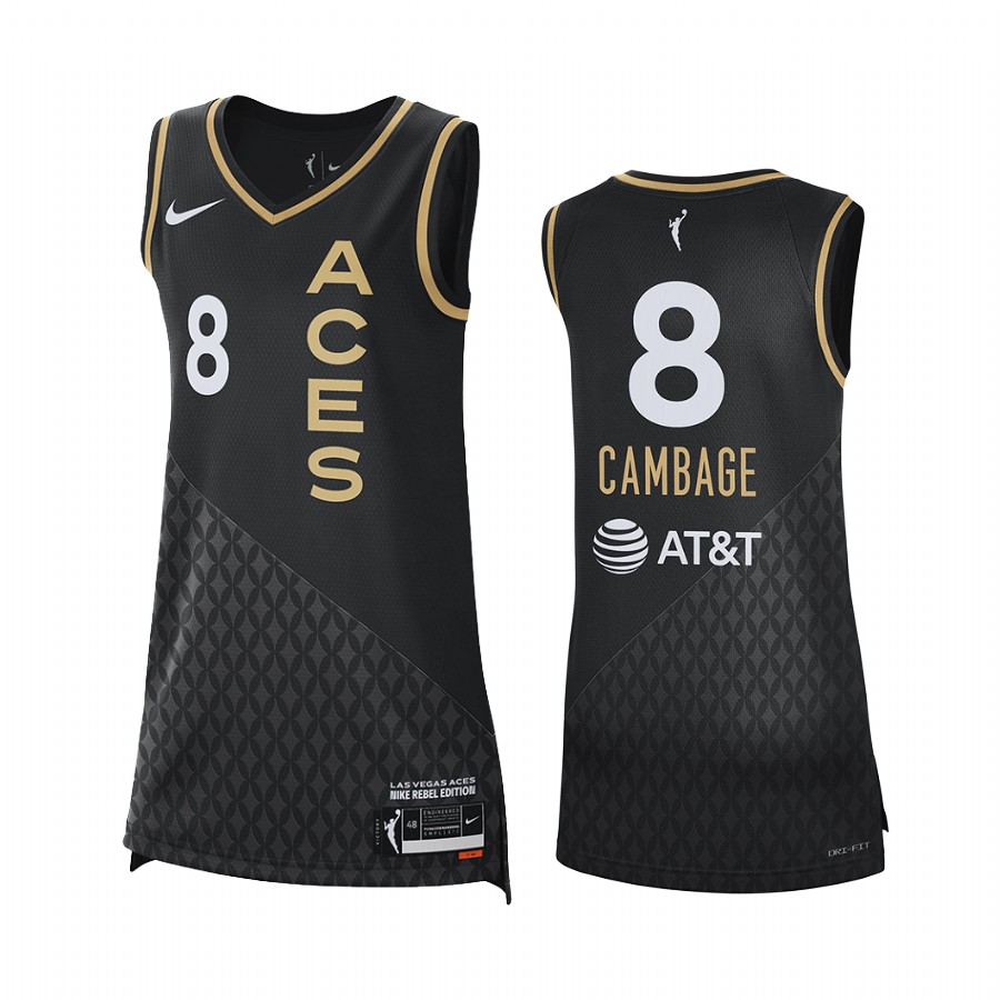 Las Vegas Aces Liz Cambage 2021 Rebel Edition #8 Jersey Women Black WNBA 25th