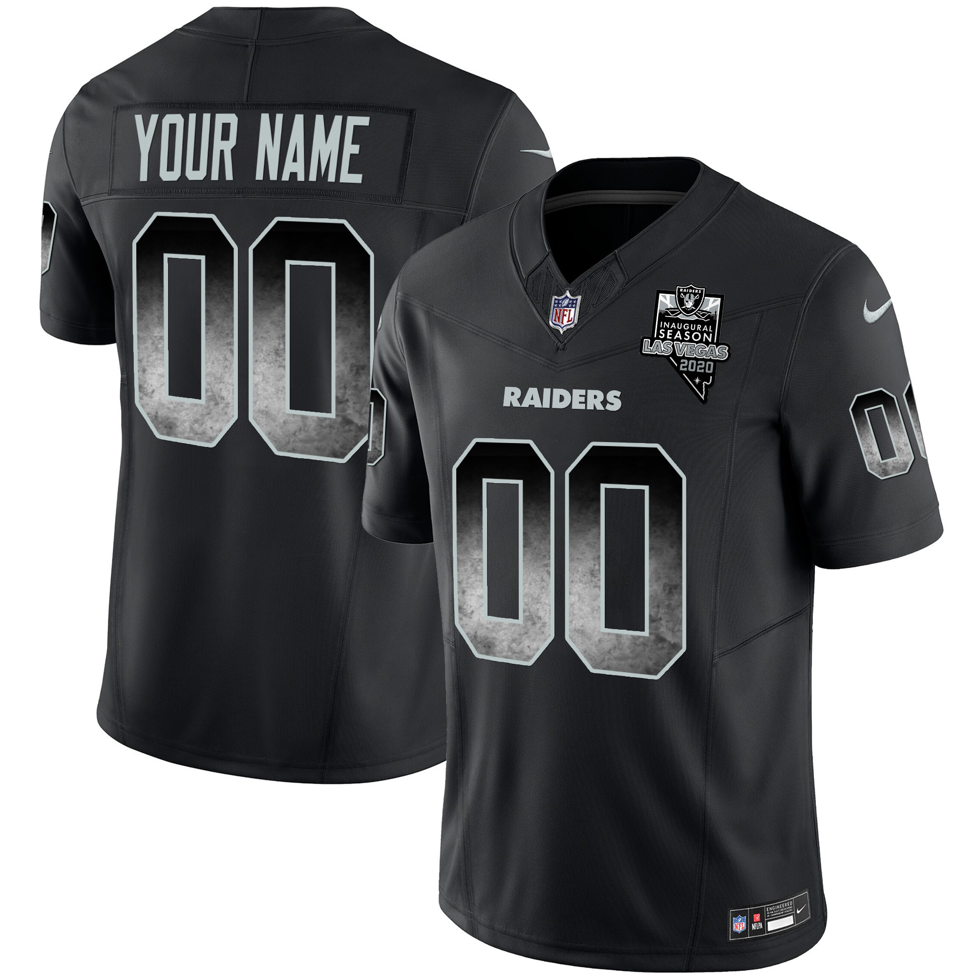 Las Vegas Raiders Arch Smoke Vapor Custom Black Jersey - All Stitched 