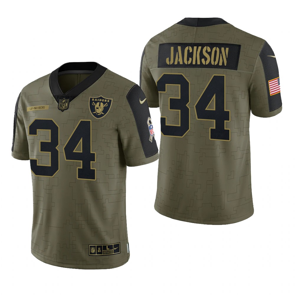 Las Vegas Raiders Bo Jackson Olive Limited Jersey 2021 Salute To Service - Men's