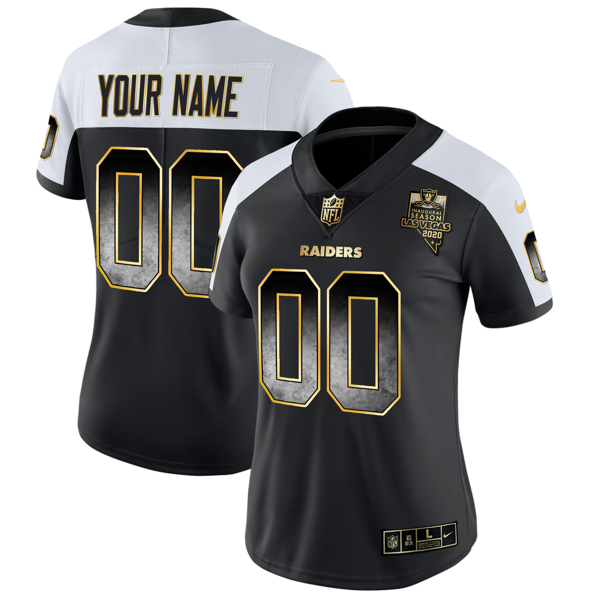 Las Vegas Raiders Gold Arch Smoke Vapor Custom Alternate Jersey - All Stitched 