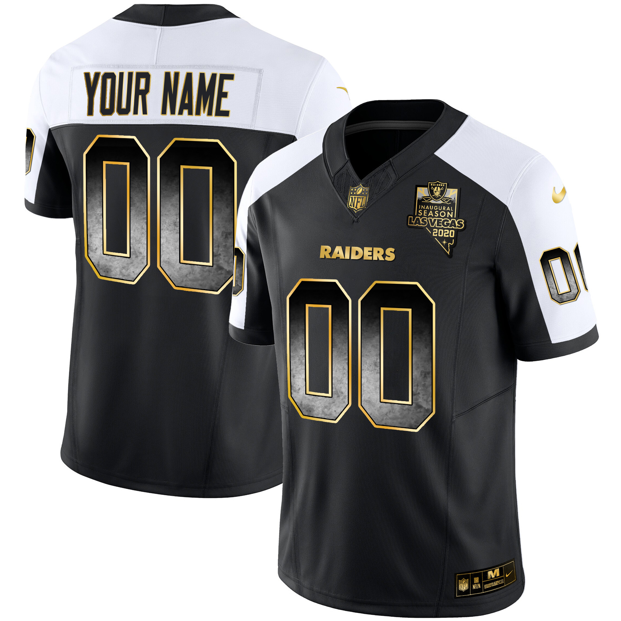 Las Vegas Raiders Gold Arch Smoke Vapor Custom Alternate Jersey - All Stitched 