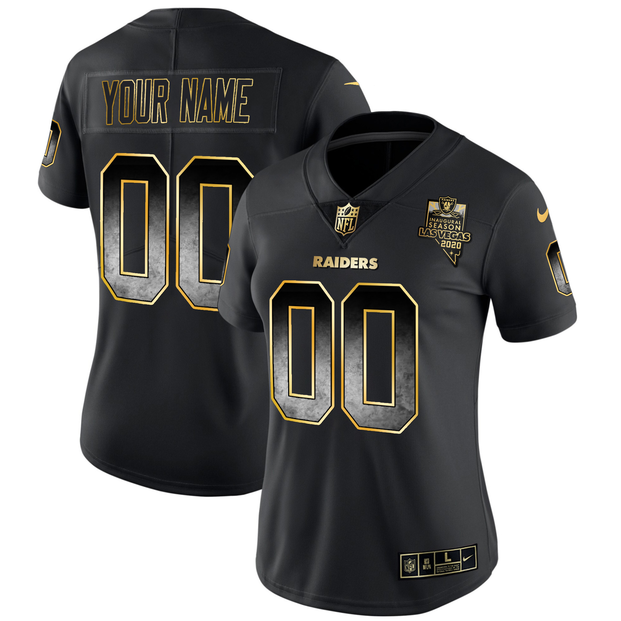 Las Vegas Raiders Gold Arch Smoke Vapor Custom Black Gold Jersey - All Stitched 