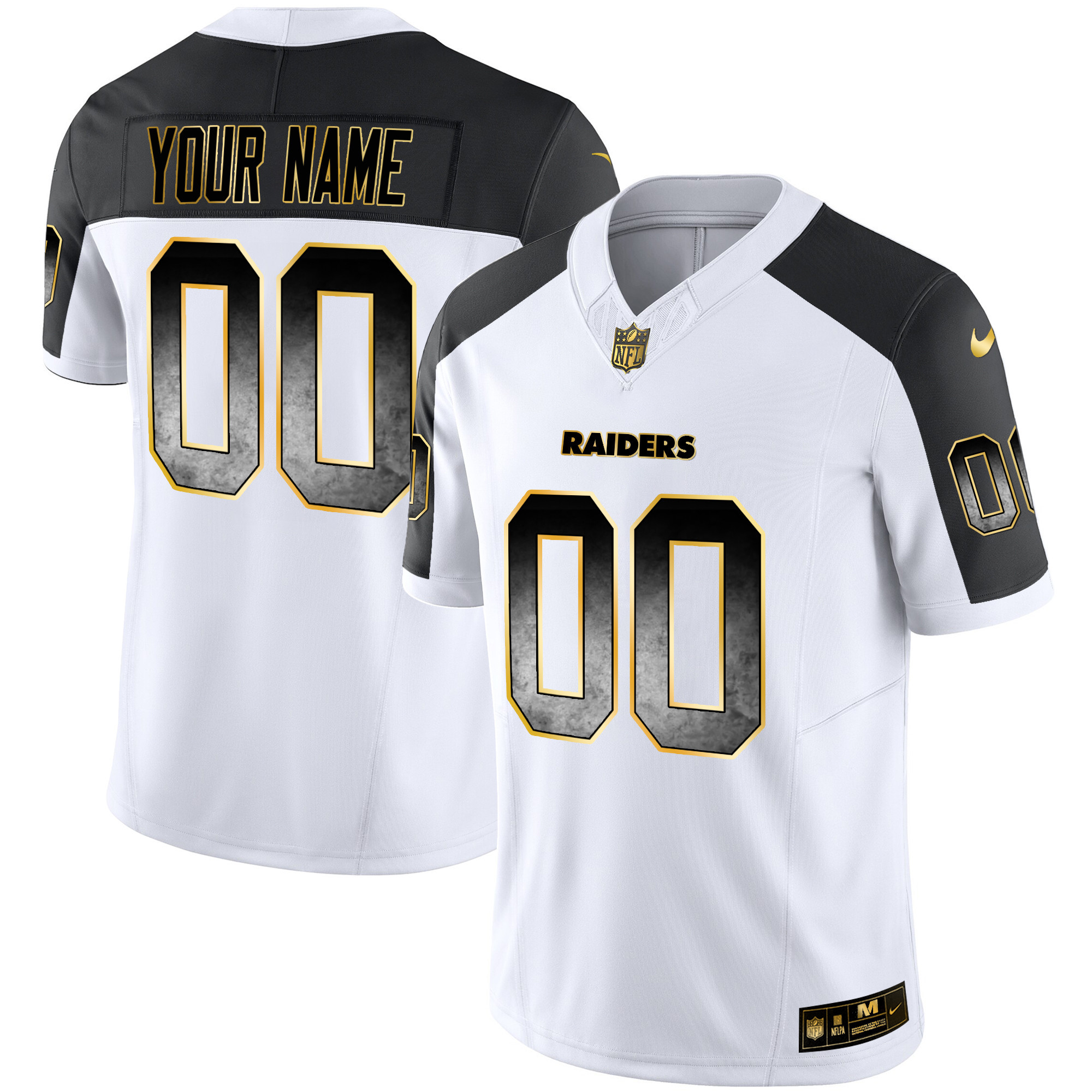 Las Vegas Raiders Gold Arch Smoke Vapor Custom Inverted Jersey - All Stitched 