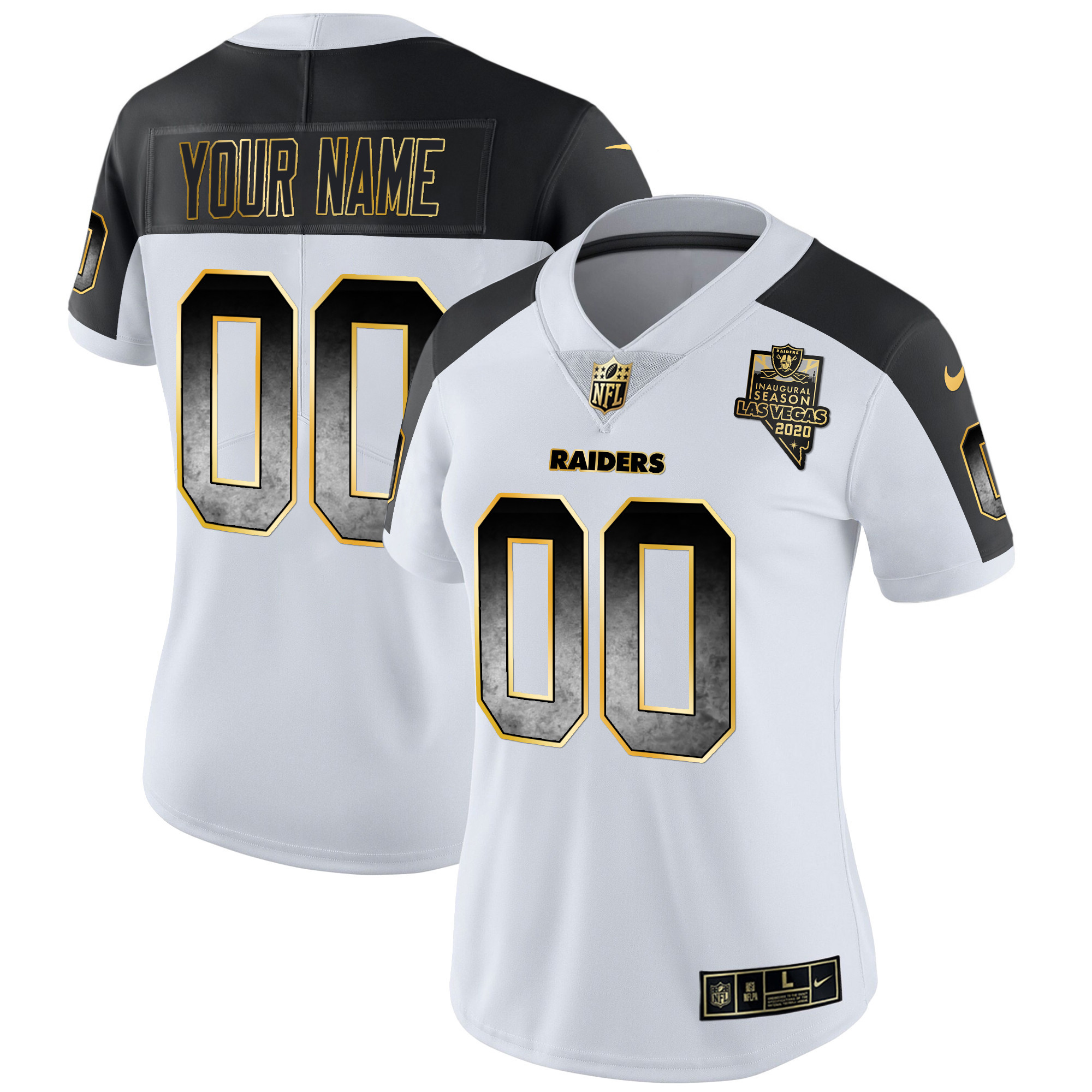 Las Vegas Raiders Gold Arch Smoke Vapor Custom Inverted Jersey - All Stitched 