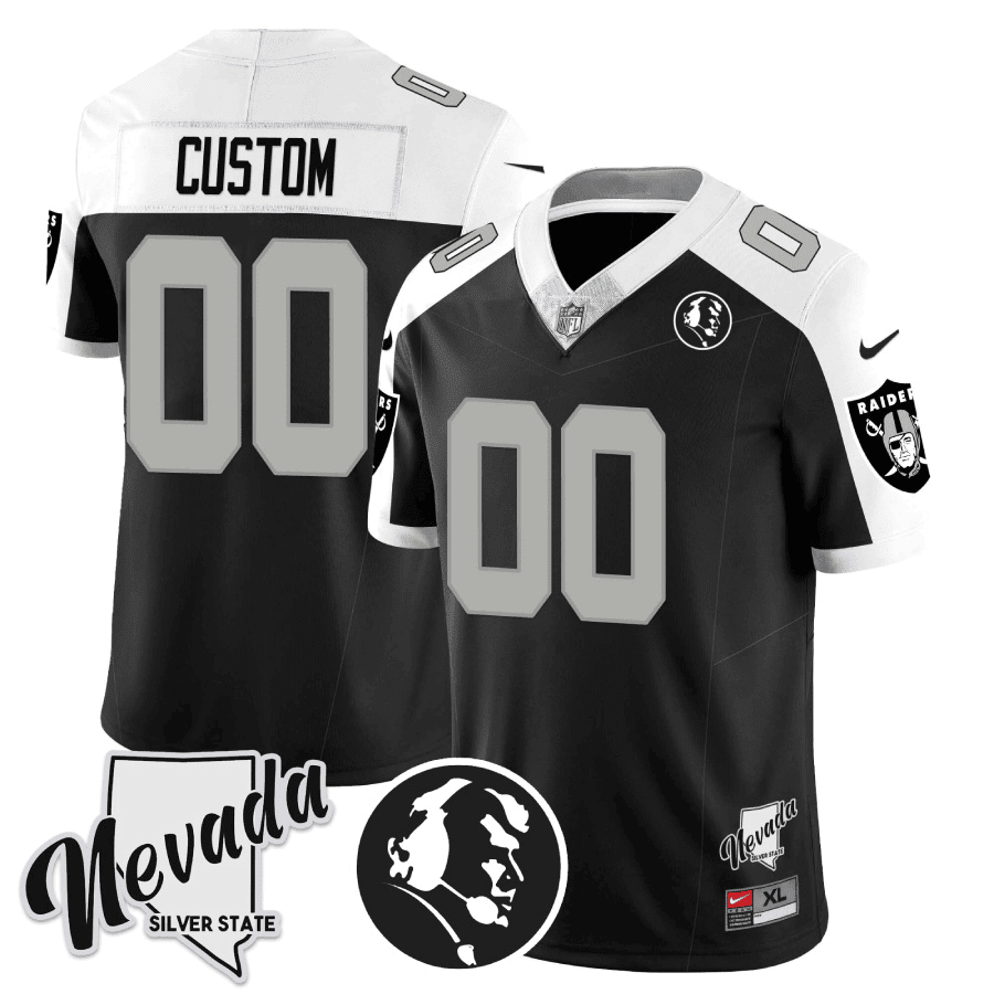 Las Vegas Raiders John Madden Honoring & Nevada Silver State Patch Vapor Custom Alternate Jersey - All Stitched 
