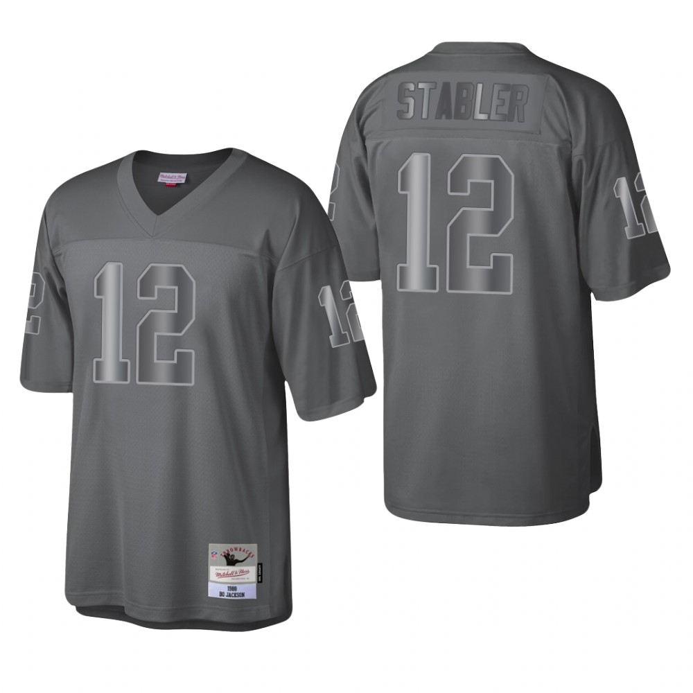 Las Vegas Raiders Ken Stabler Charcoal Metal Legacy 1988 Throwback - Men's