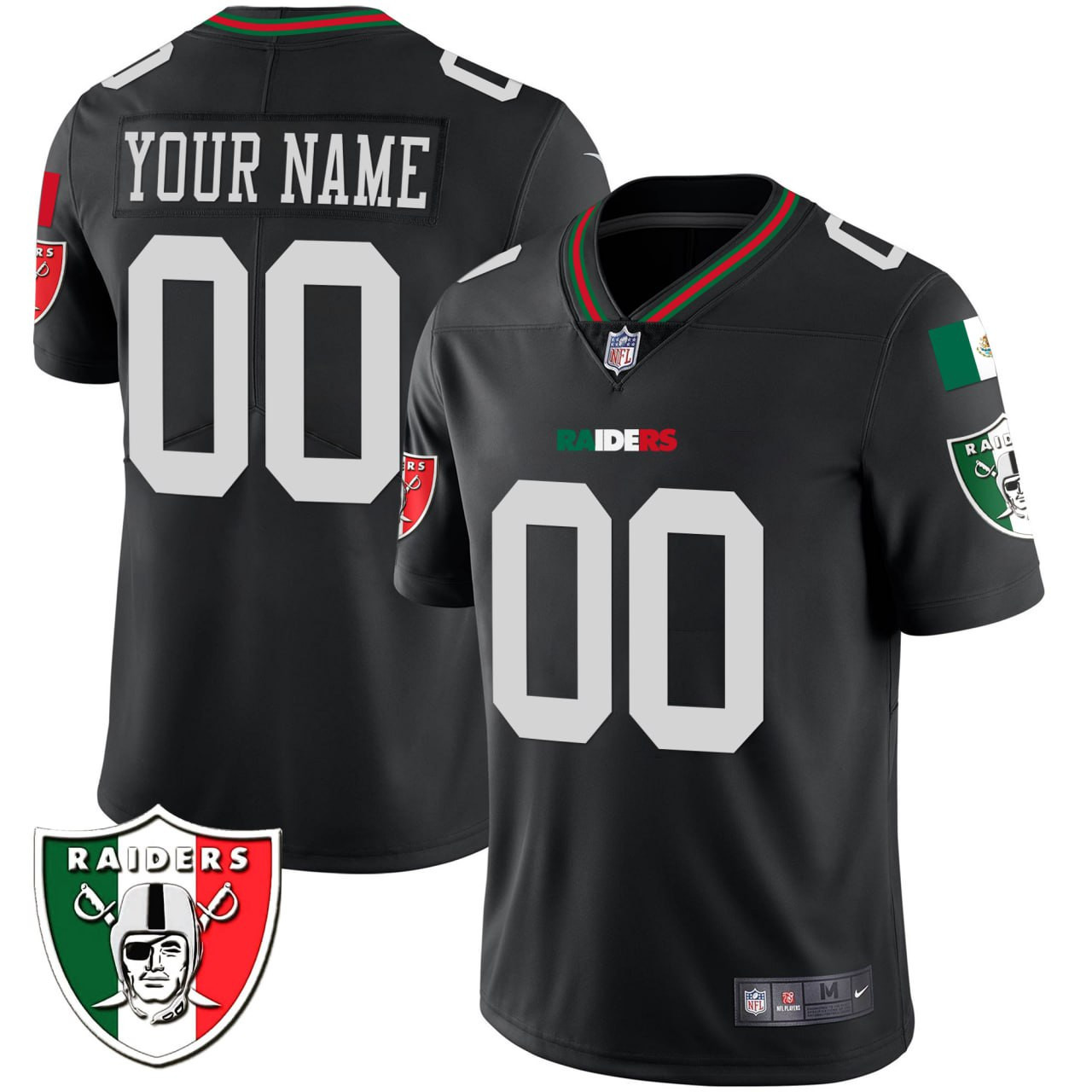 Las Vegas Raiders Mexico Custom Black Jersey - All Stitched 