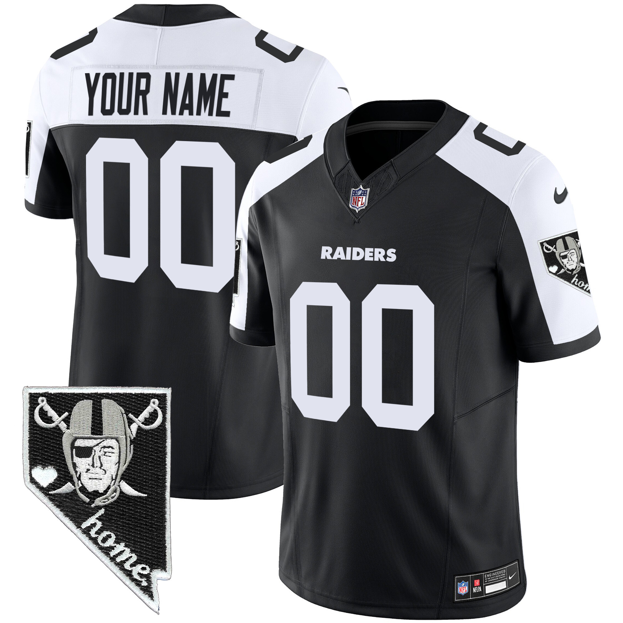Las Vegas Raiders Nevada Home Patch Vapor Custom Alternate Jersey - All Stitched 