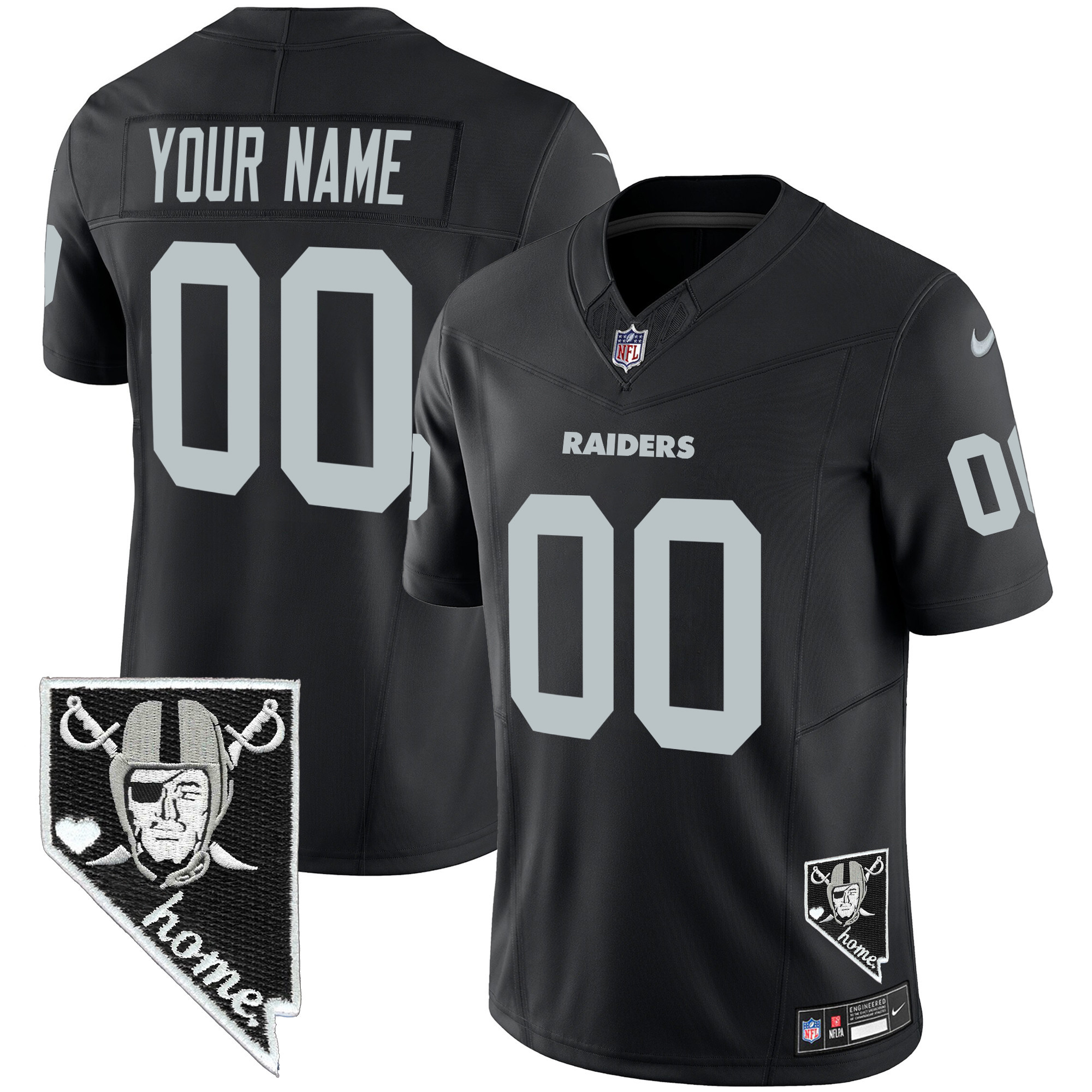 Las Vegas Raiders Nevada Home Patch Vapor Custom Black Jersey - All Stitched 