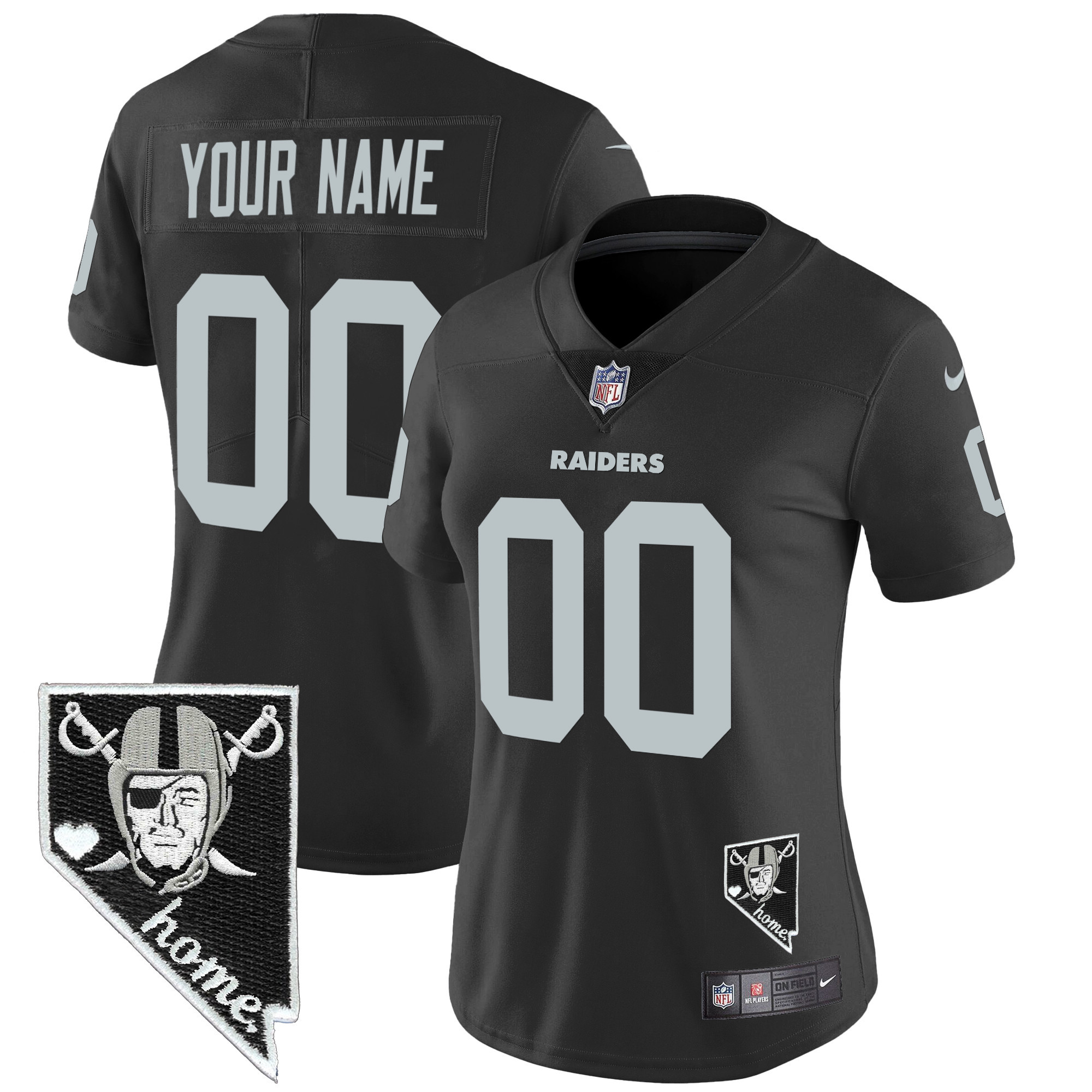 Las Vegas Raiders Nevada Home Patch Vapor Custom Black Jersey - All Stitched 