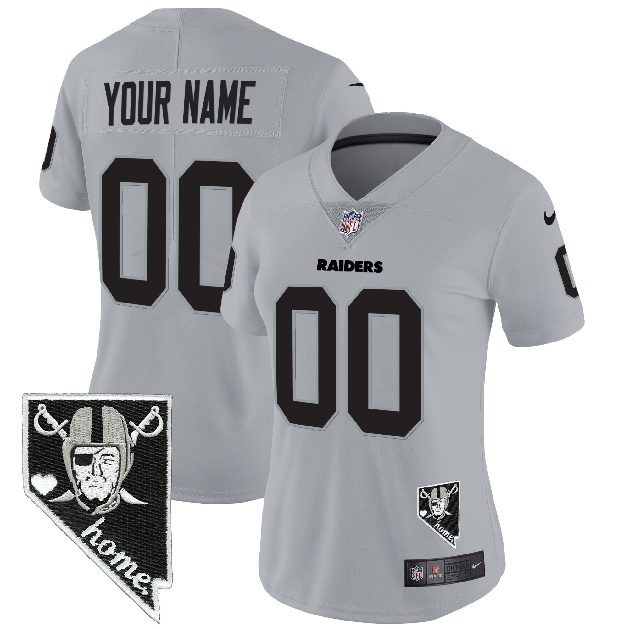 Las Vegas Raiders Nevada Home Patch Vapor Custom Gray Jersey - All Stitched 