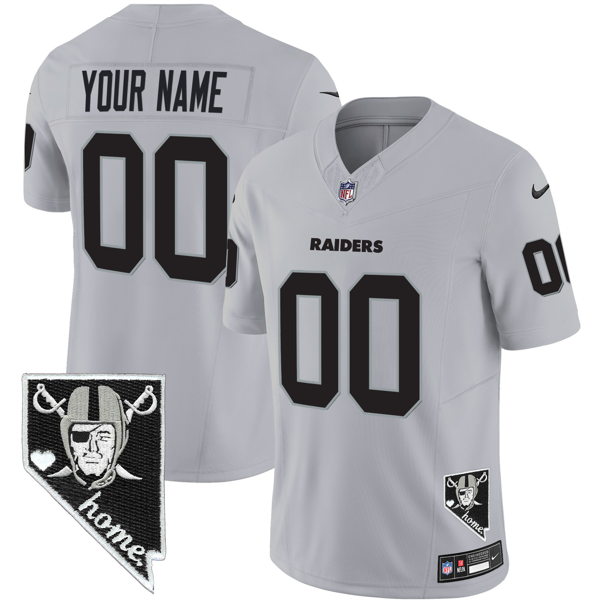 Las Vegas Raiders Nevada Home Patch Vapor Custom Gray Jersey - All Stitched 