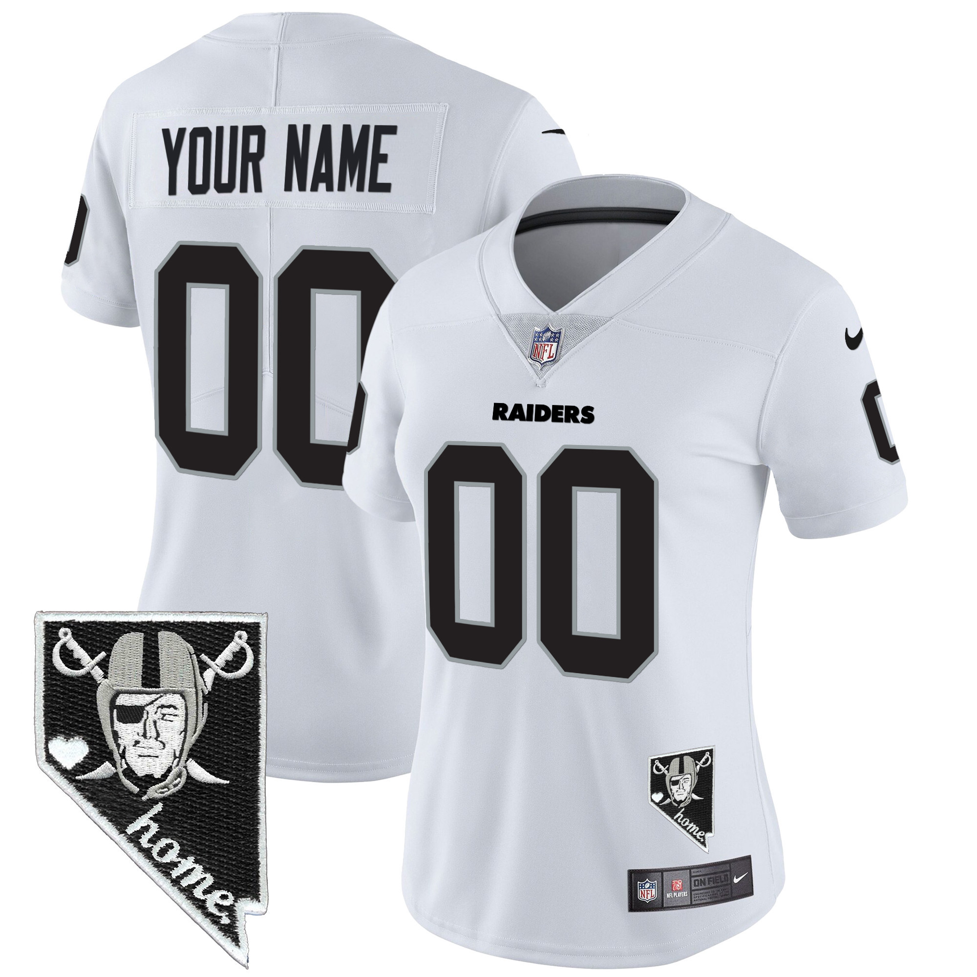 Las Vegas Raiders Nevada Home Patch Vapor Custom White Jersey - All Stitched