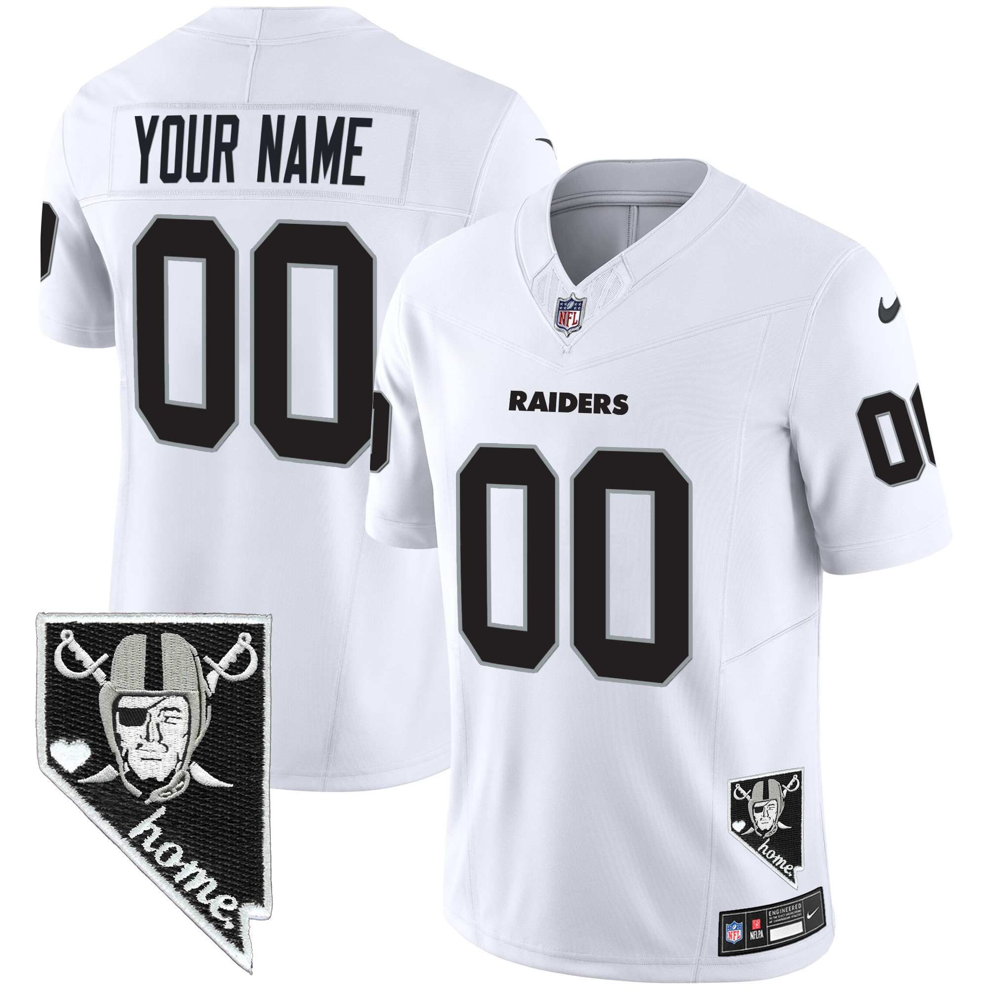 Las Vegas Raiders Nevada Home Patch Vapor Custom White Jersey - All Stitched 