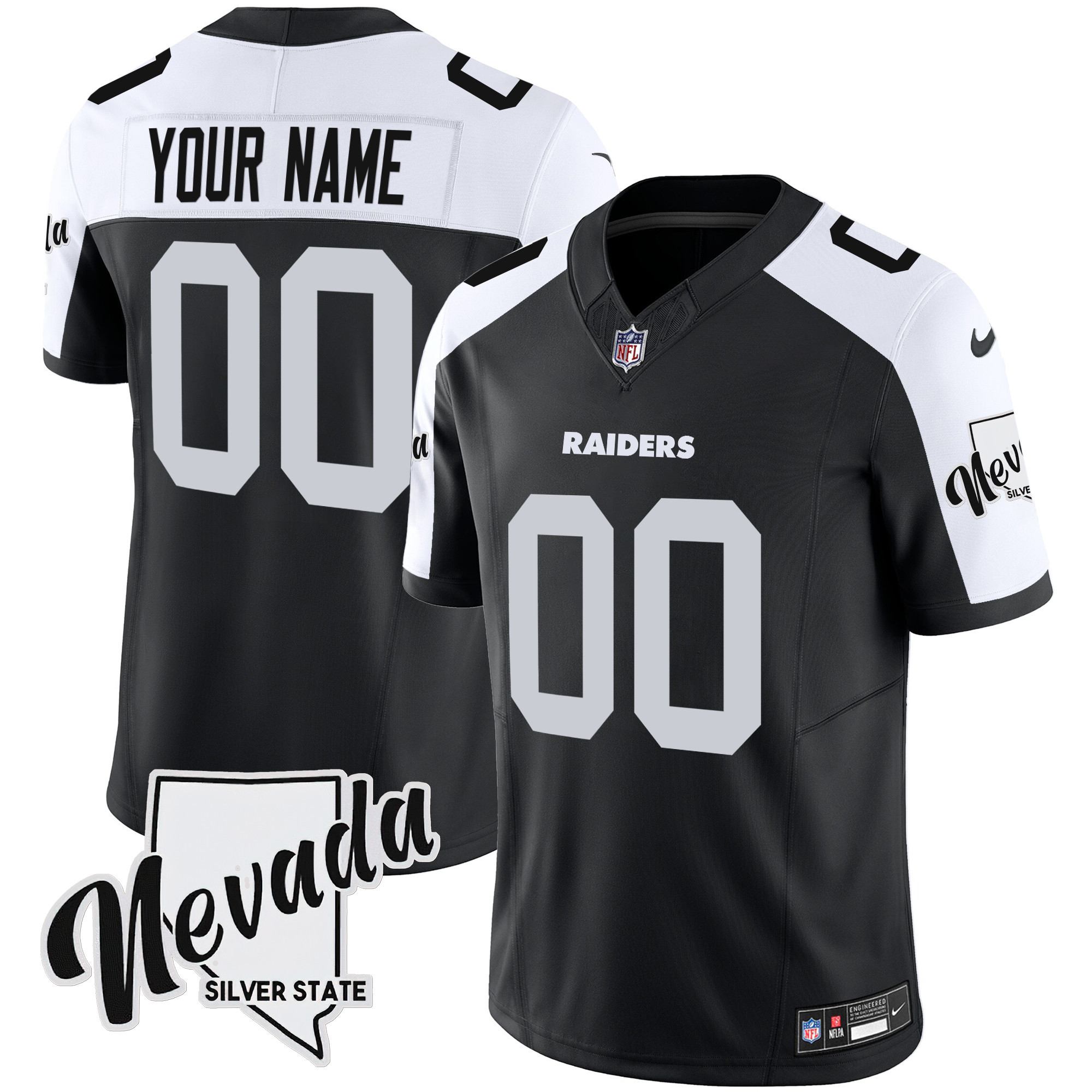 Las Vegas Raiders Nevada Silver State Patch Vapor Custom Alternate Jersey - All Stitched 