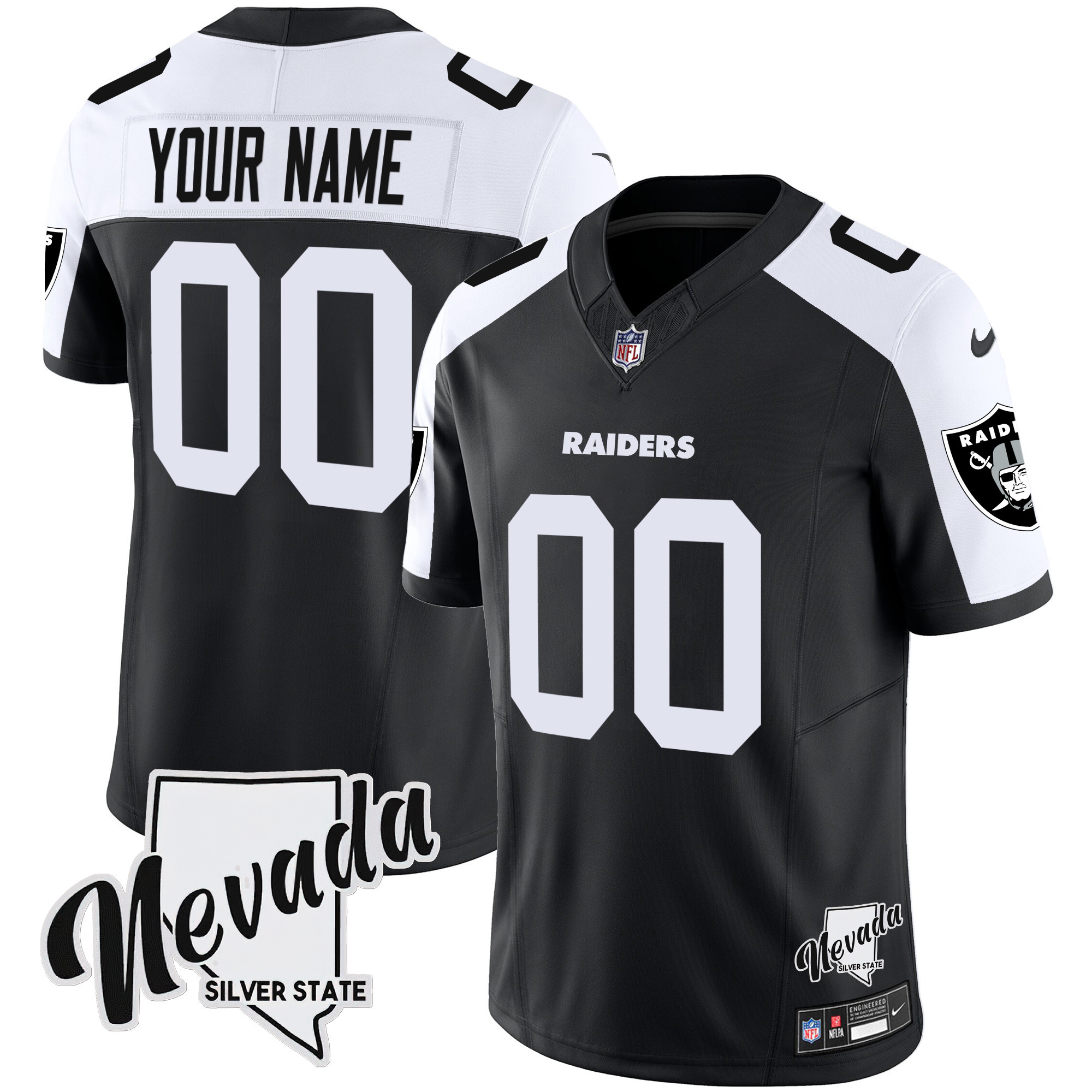 Las Vegas Raiders Nevada Silver State Patch Vapor Custom Alternate Jersey - All Stitched 