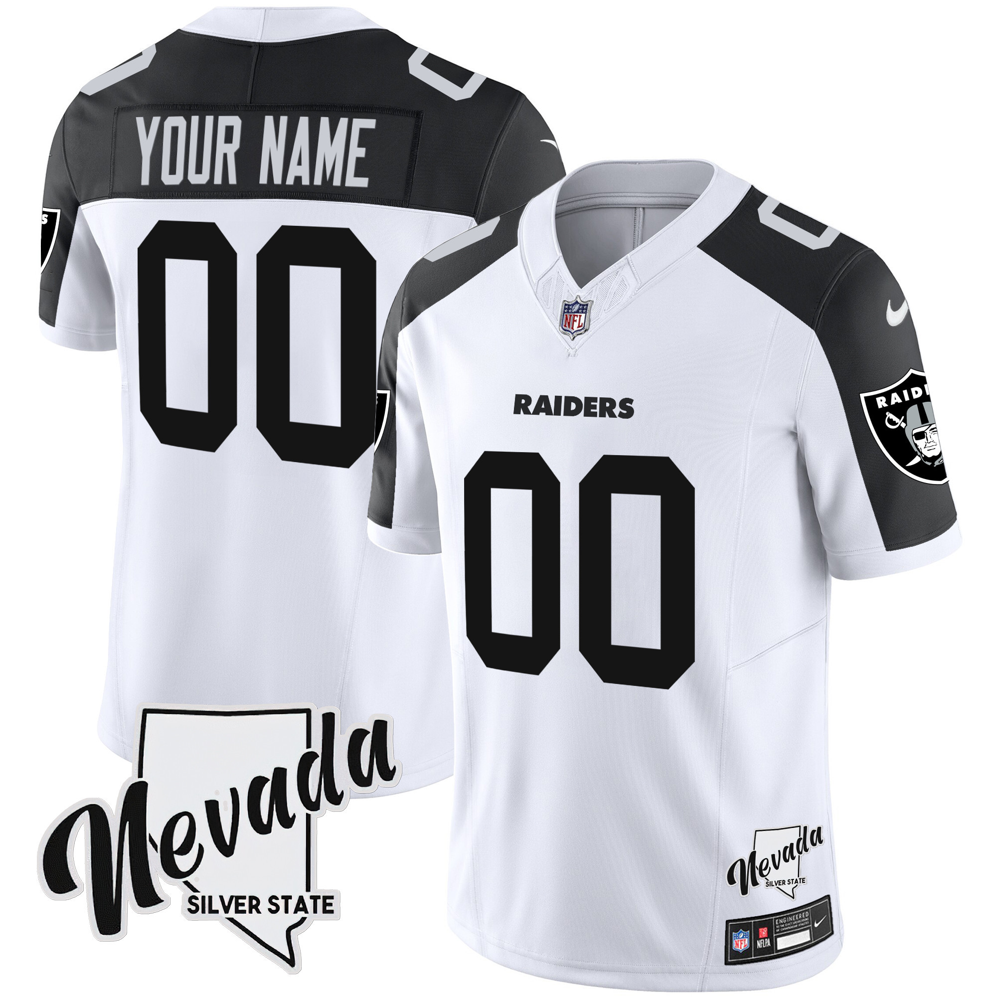 Las Vegas Raiders Nevada Silver State Patch Vapor Custom Inverted Jersey - All Stitched 