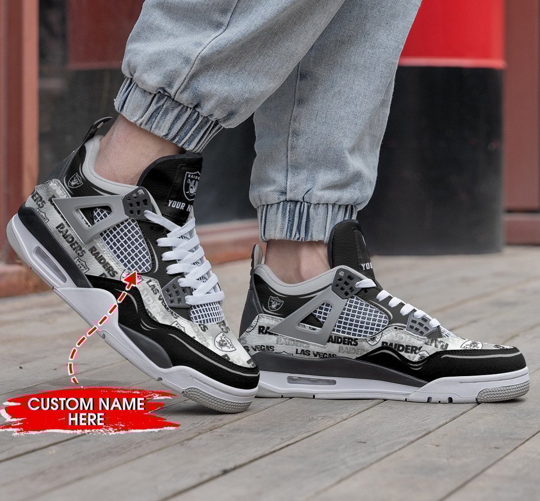 Las Vegas Raiders Personalized Air Jordan 4 Sneaker