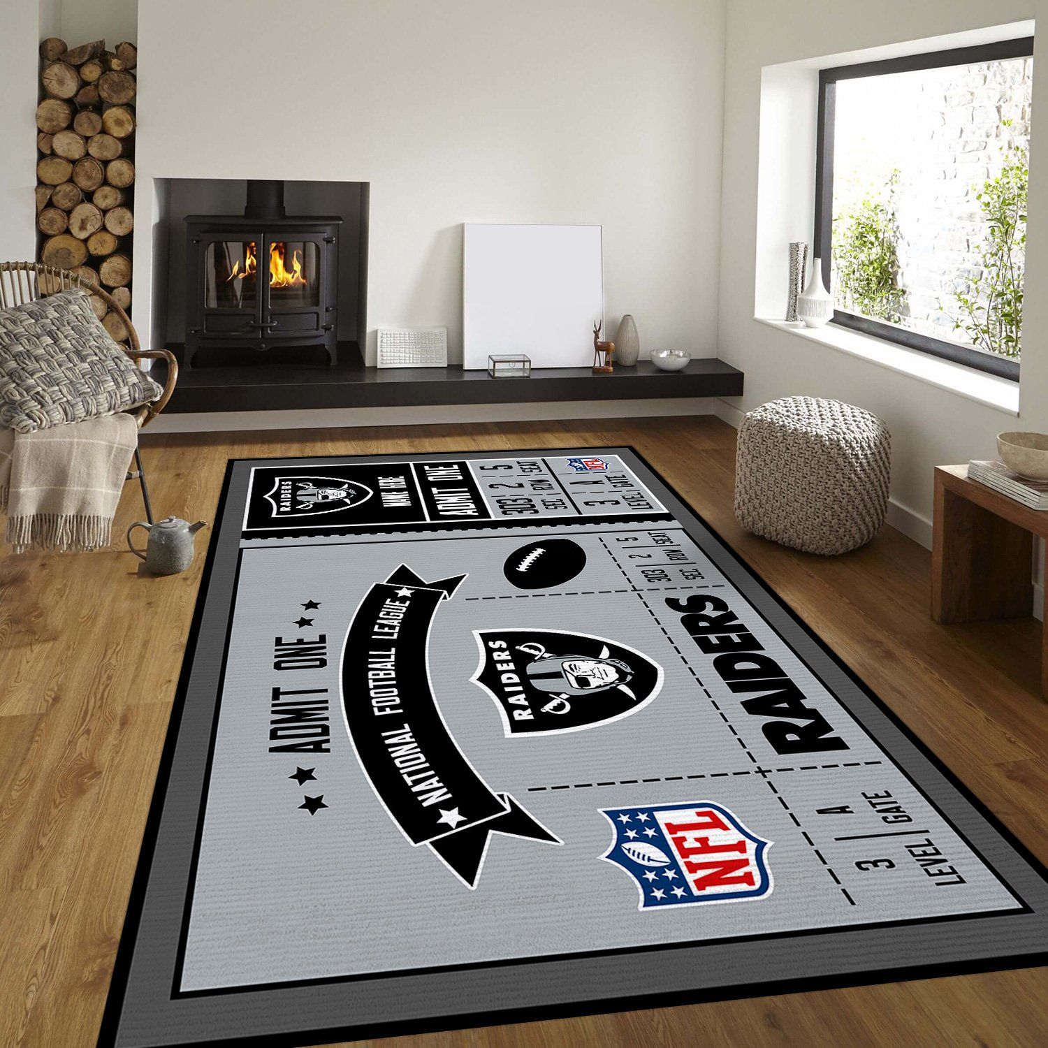 Las Vegas Raiders Rectangle Rug – Custom Size And Printing