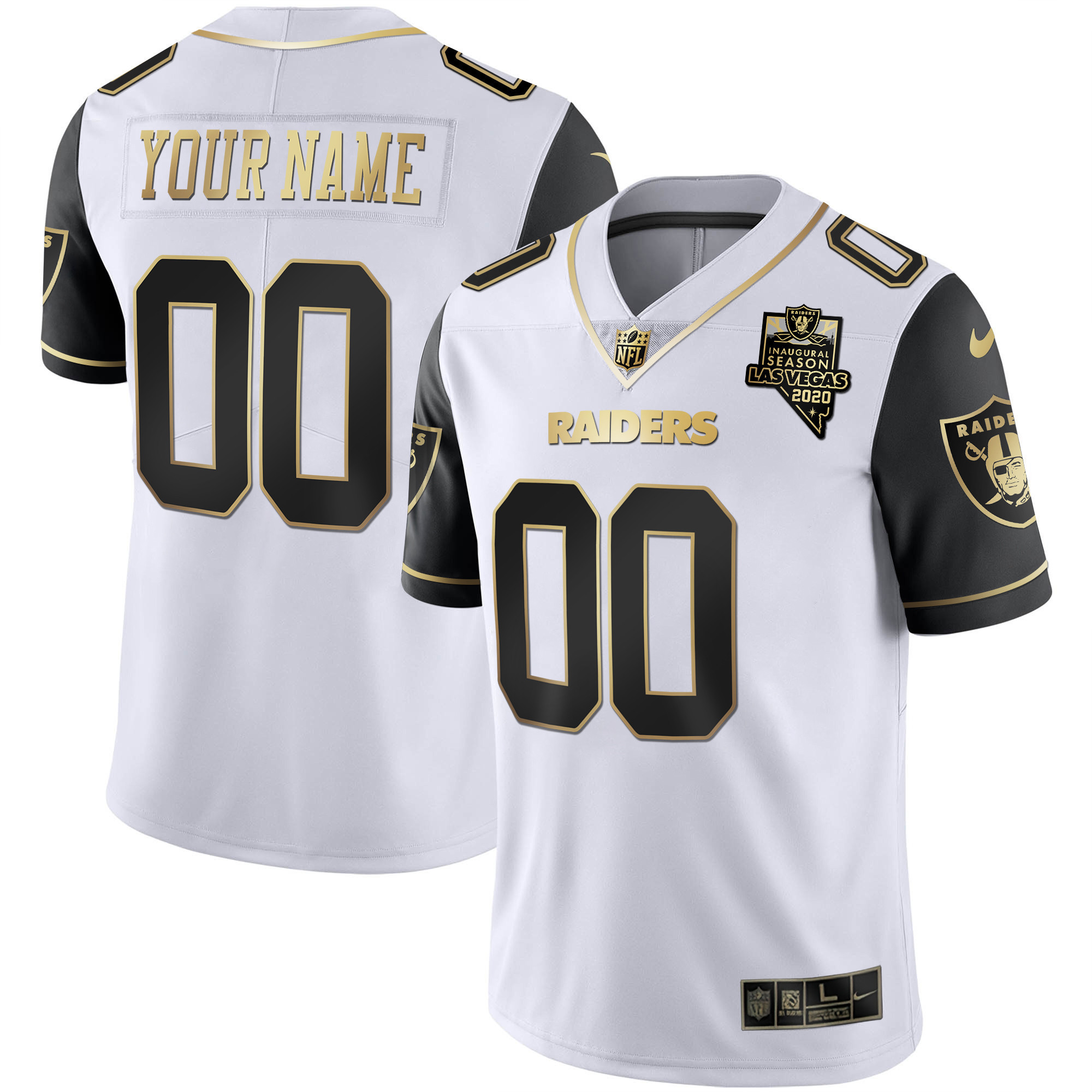 Las Vegas Raiders Vapor Gold Custom Name and Number Sleeves Jersey - All Stitched 