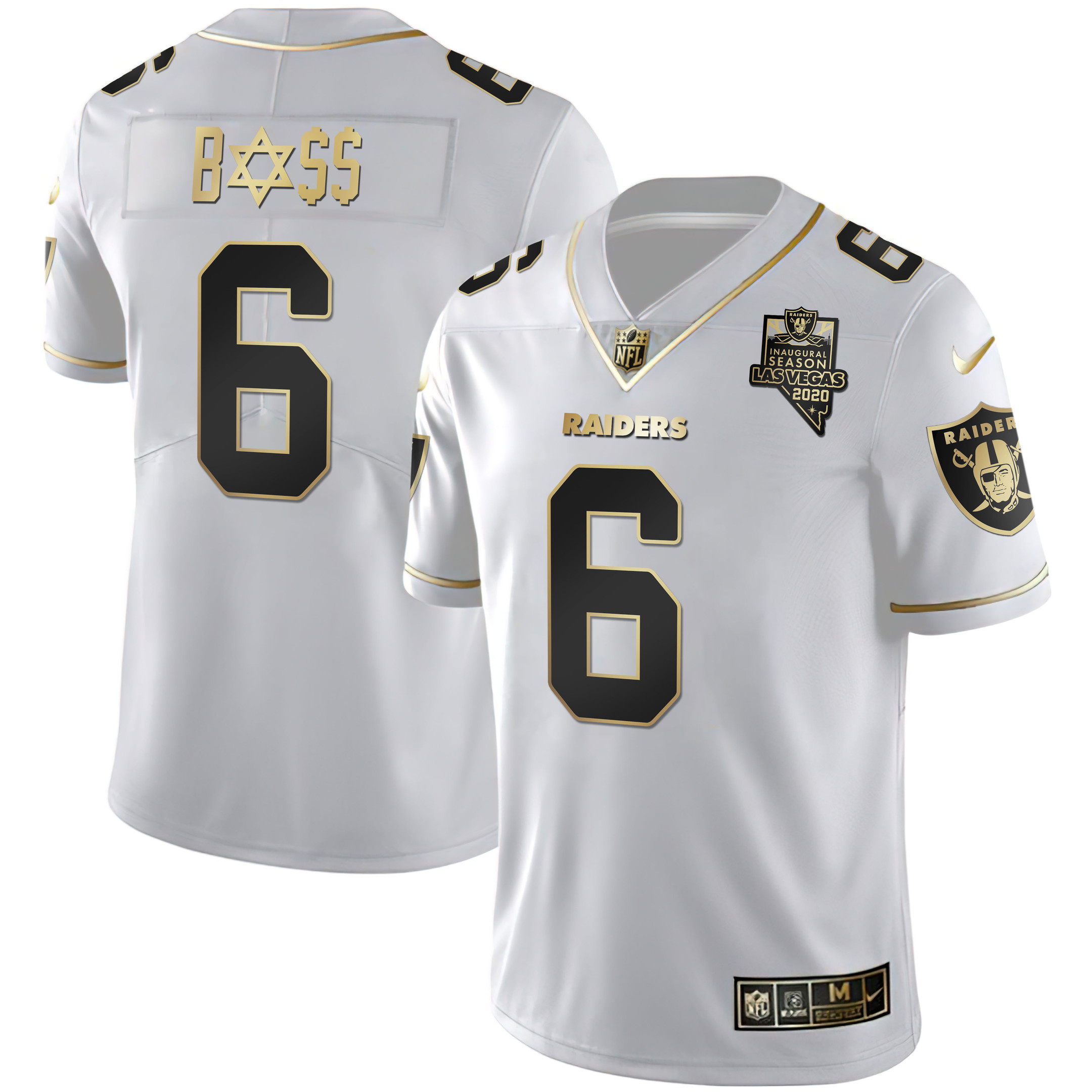 Las Vegas Raiders White Gold BOSS Vapor White Gold Jersey - All Stitched 