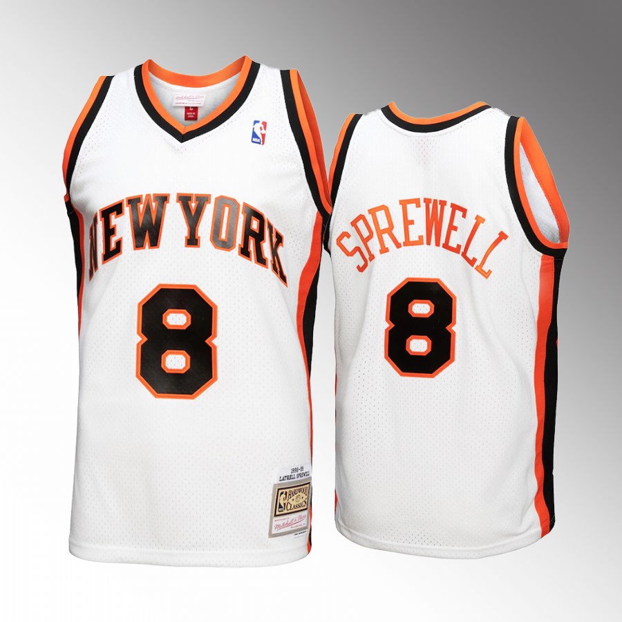 Latrell Sprewell #8 New York Knicks Reload 3.0 White 1998-99 Hardwood Classics Jersey