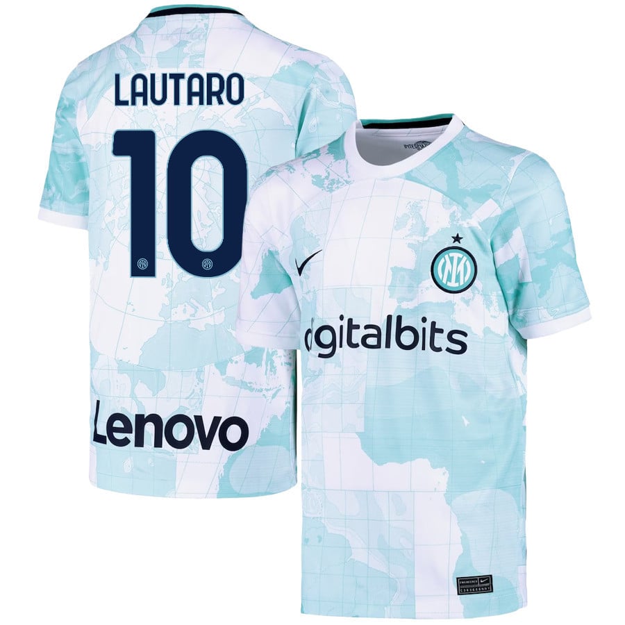 Lautaro Martínez 10 Inter Milan 2022/23 Away Jersey – Youth, Light Green