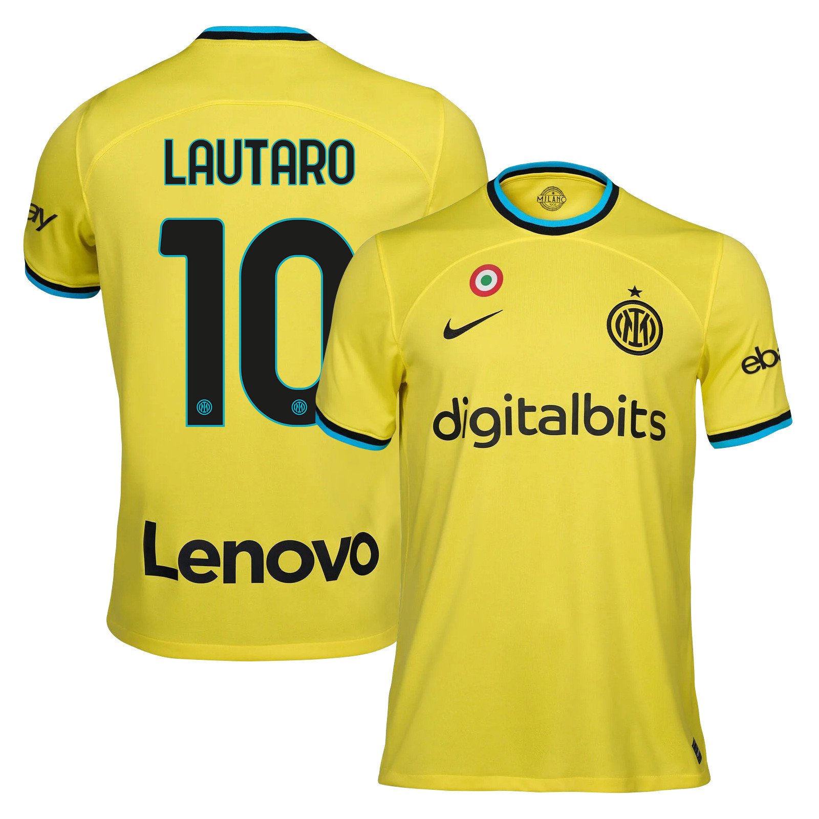 Lautaro Martínez 10 Inter Milan 2022/23 Third Men Jersey – Yellow