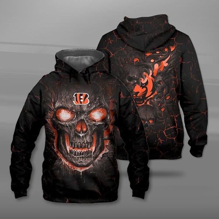 Lava skull cincinnati bengals printed 3D Hoodie