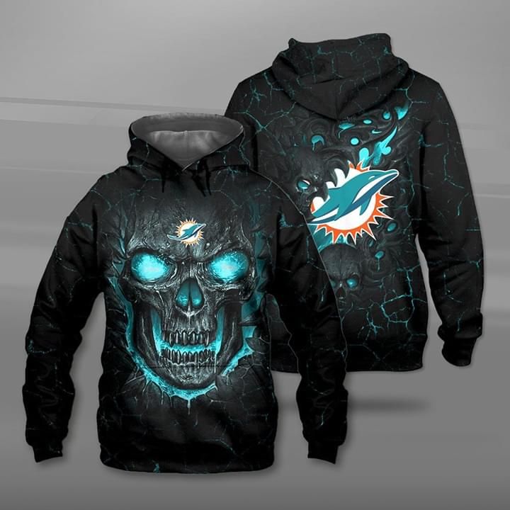 Lava skull miami dolphins printed 3D Hoodie